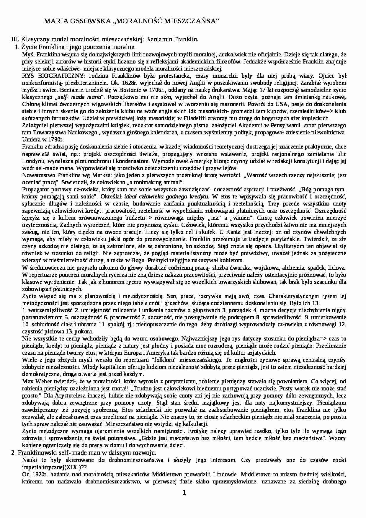 Maria Ossowska - opracowanie - strona 1