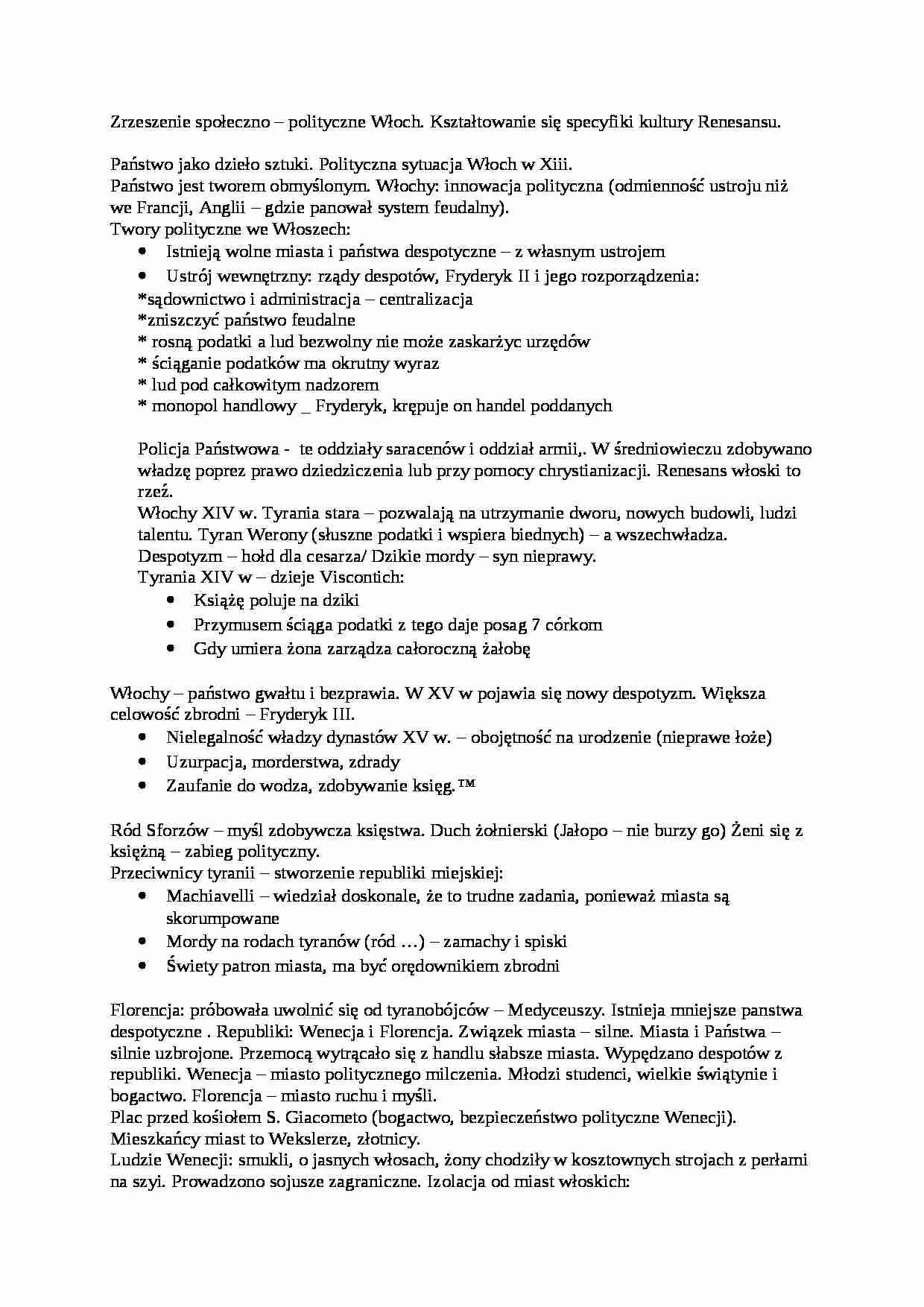 Włochy w okresie renesansu - strona 1