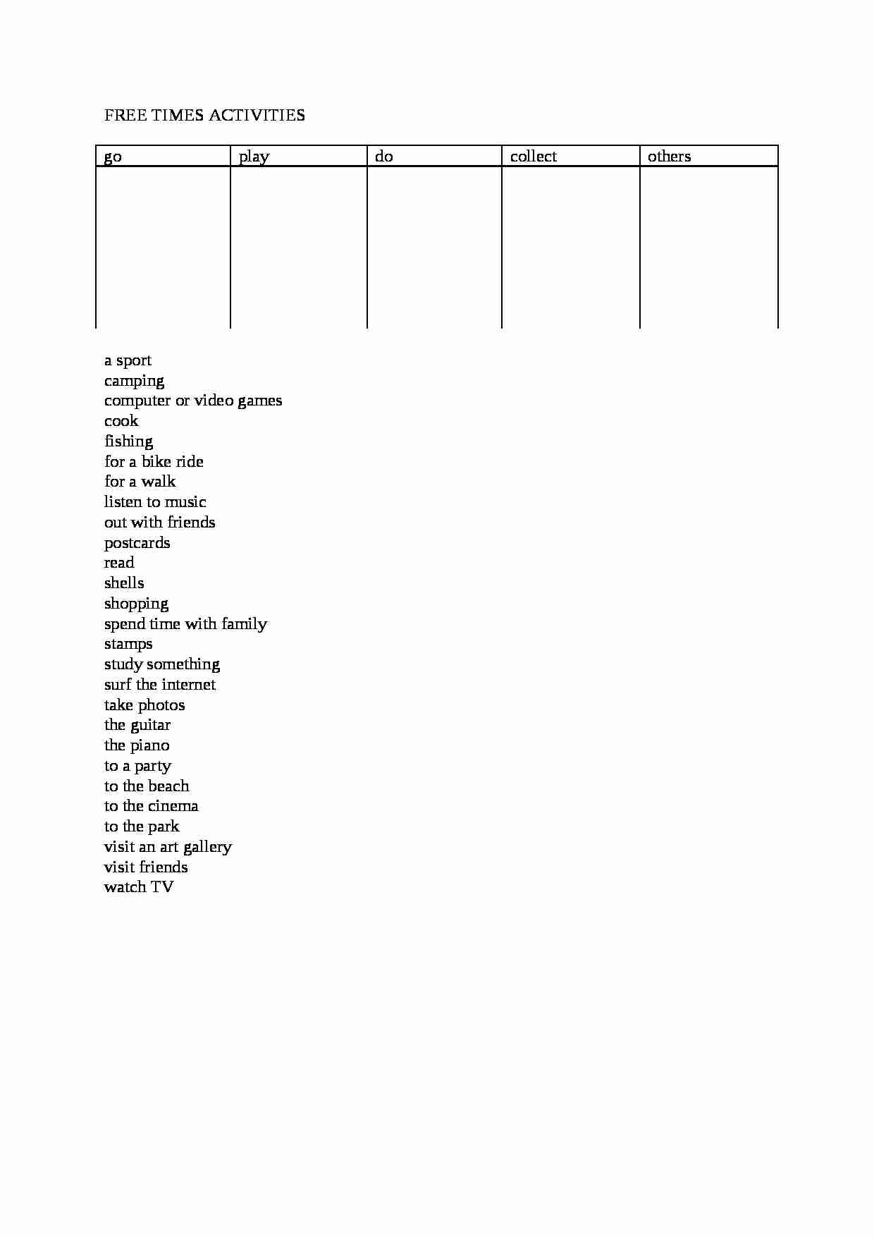 Czas wolny - słówka i ćwiczenia - strona 1