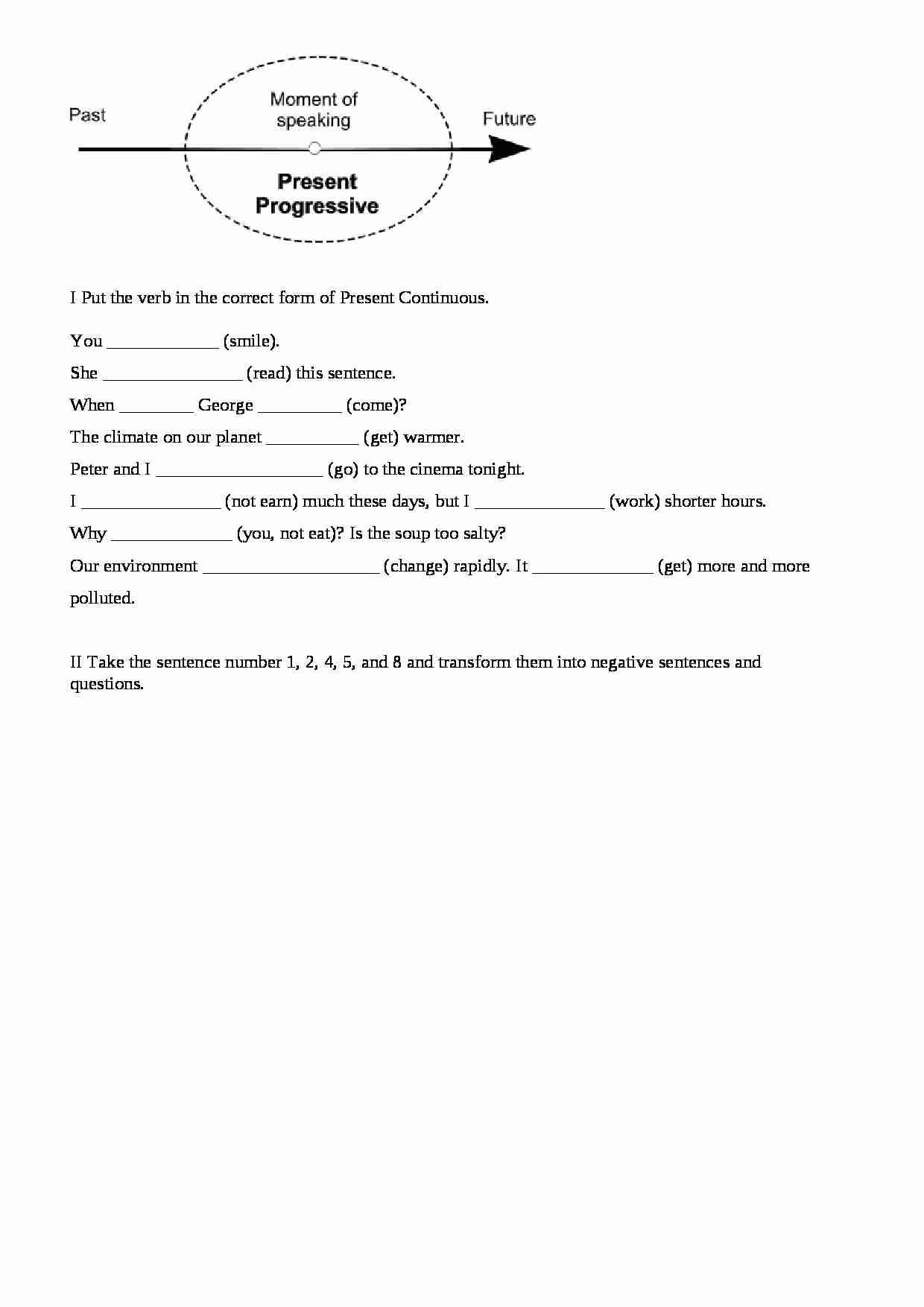 Present Continuous - ćwiczenia - strona 1