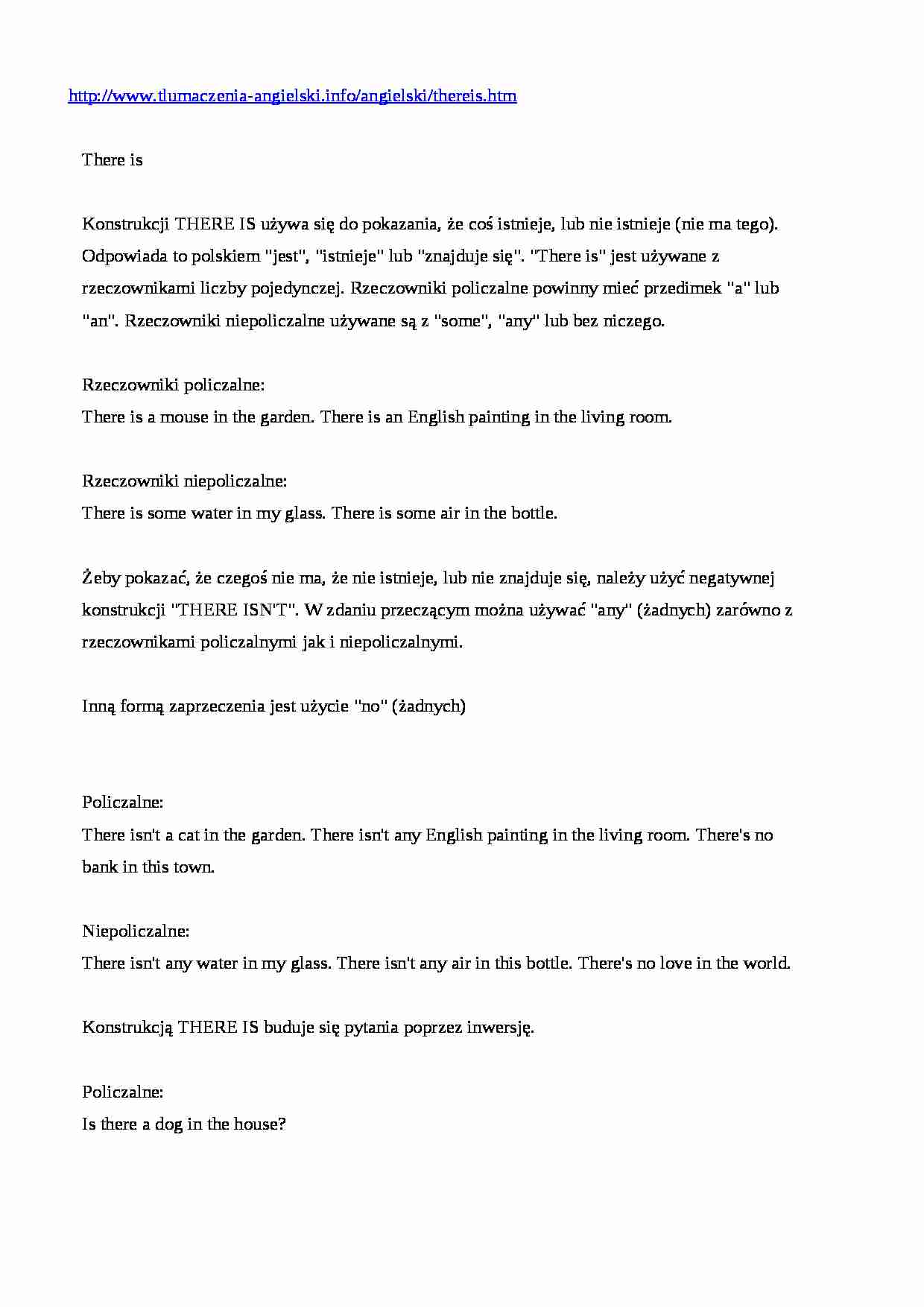 There is, there are - konstrukcje - strona 1