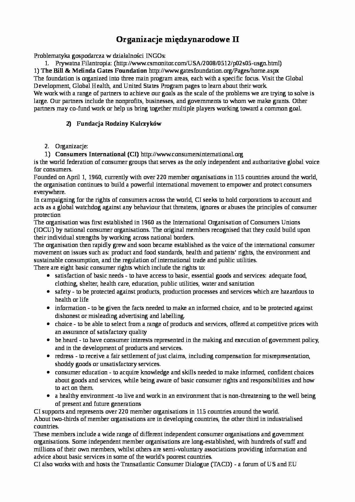  Organizacje międzynarodowe II  - strona 1