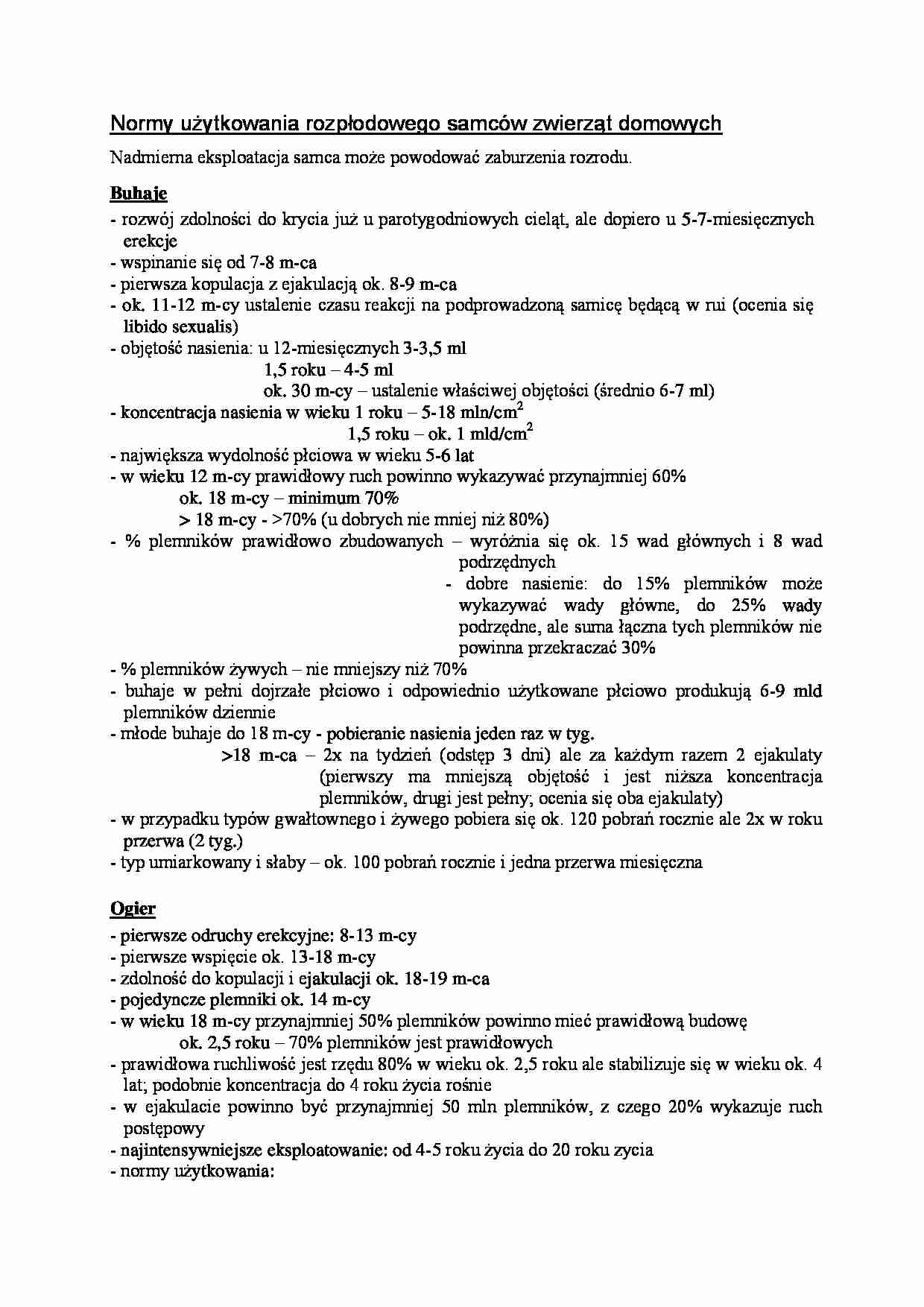 Normy użytkowania rozpłodowego samców zwierząt domowych - strona 1