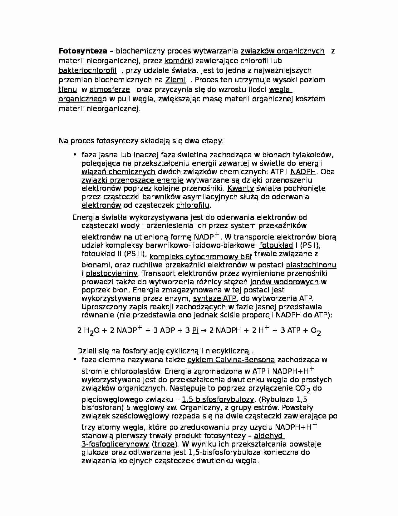 Fotosynteza-faza jasna i ciemna - strona 1