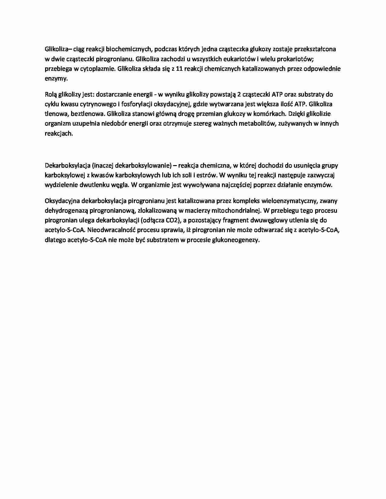 Glikoliza - Dekarboksylacja - strona 1