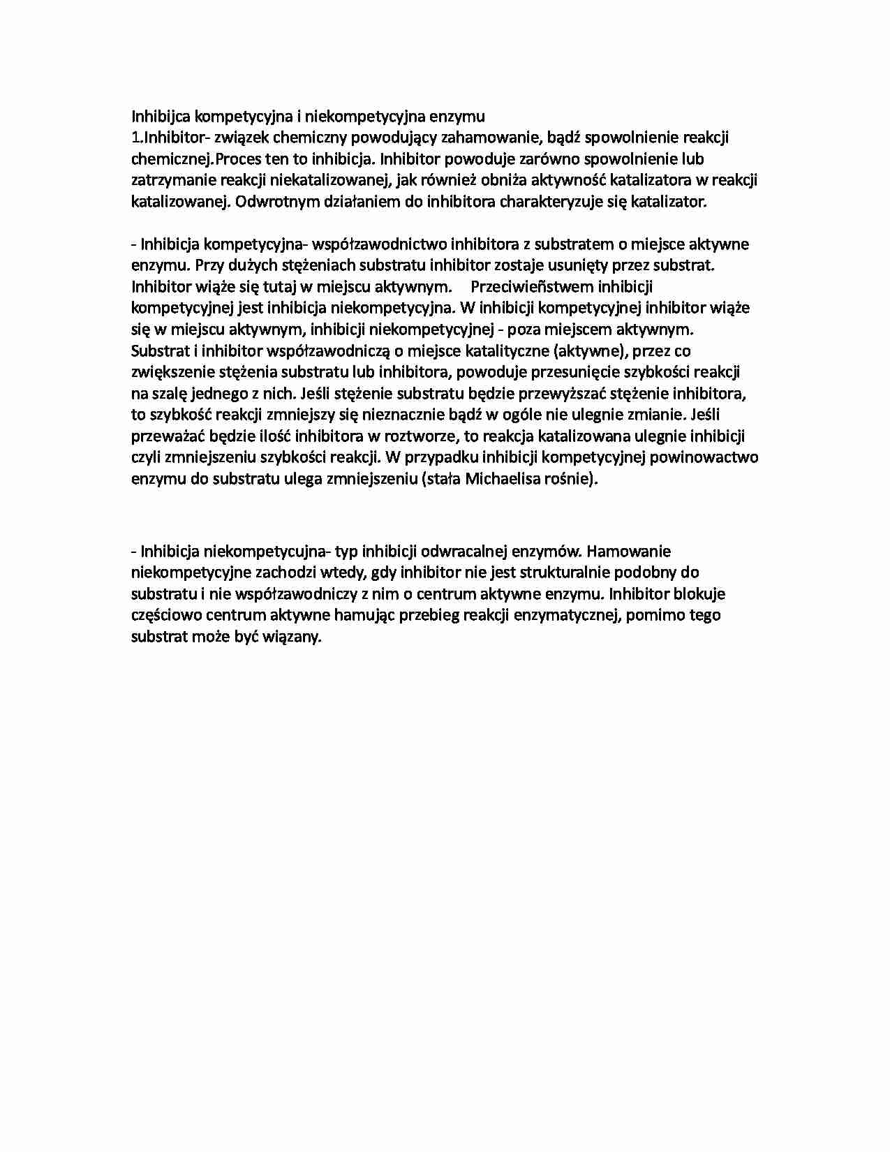 Inhibicja kompetycyjna niekompetycyjna - strona 1