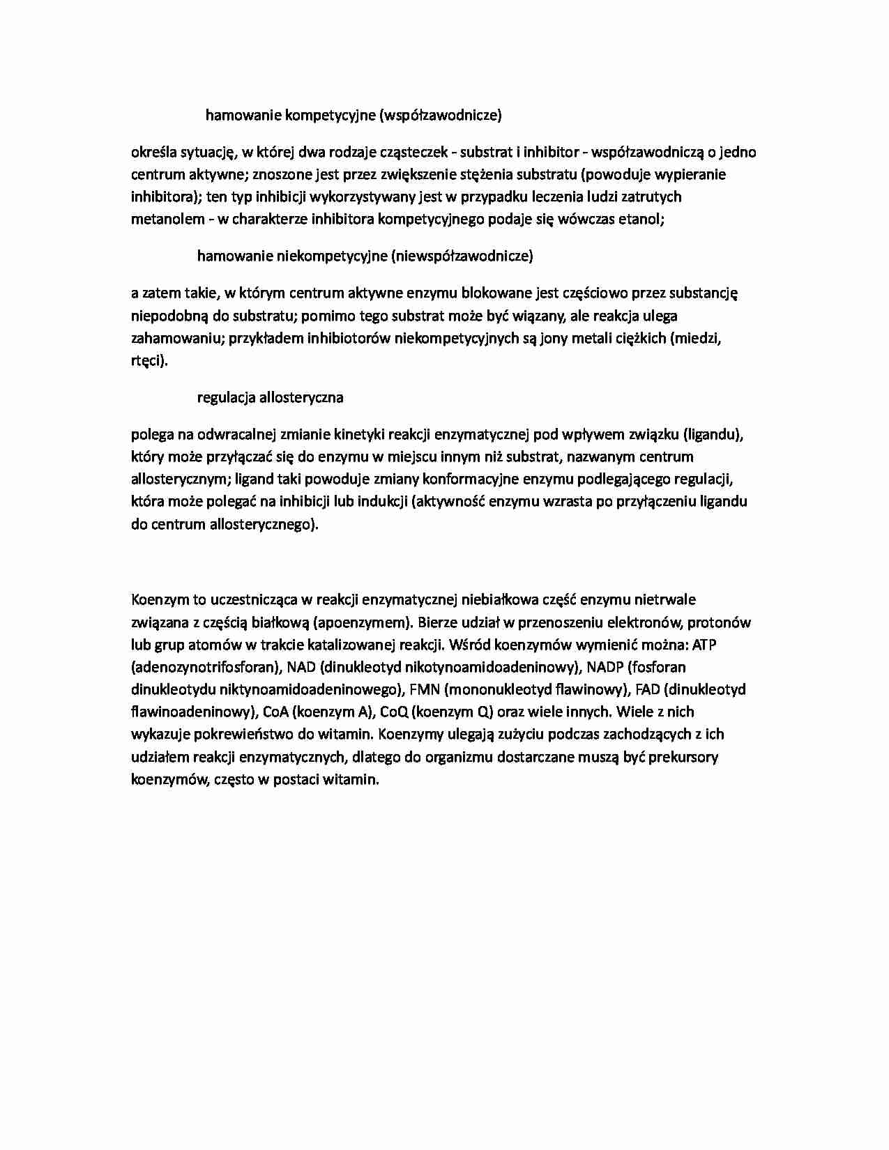 Regulacja reakcji enzymatycznej - strona 1