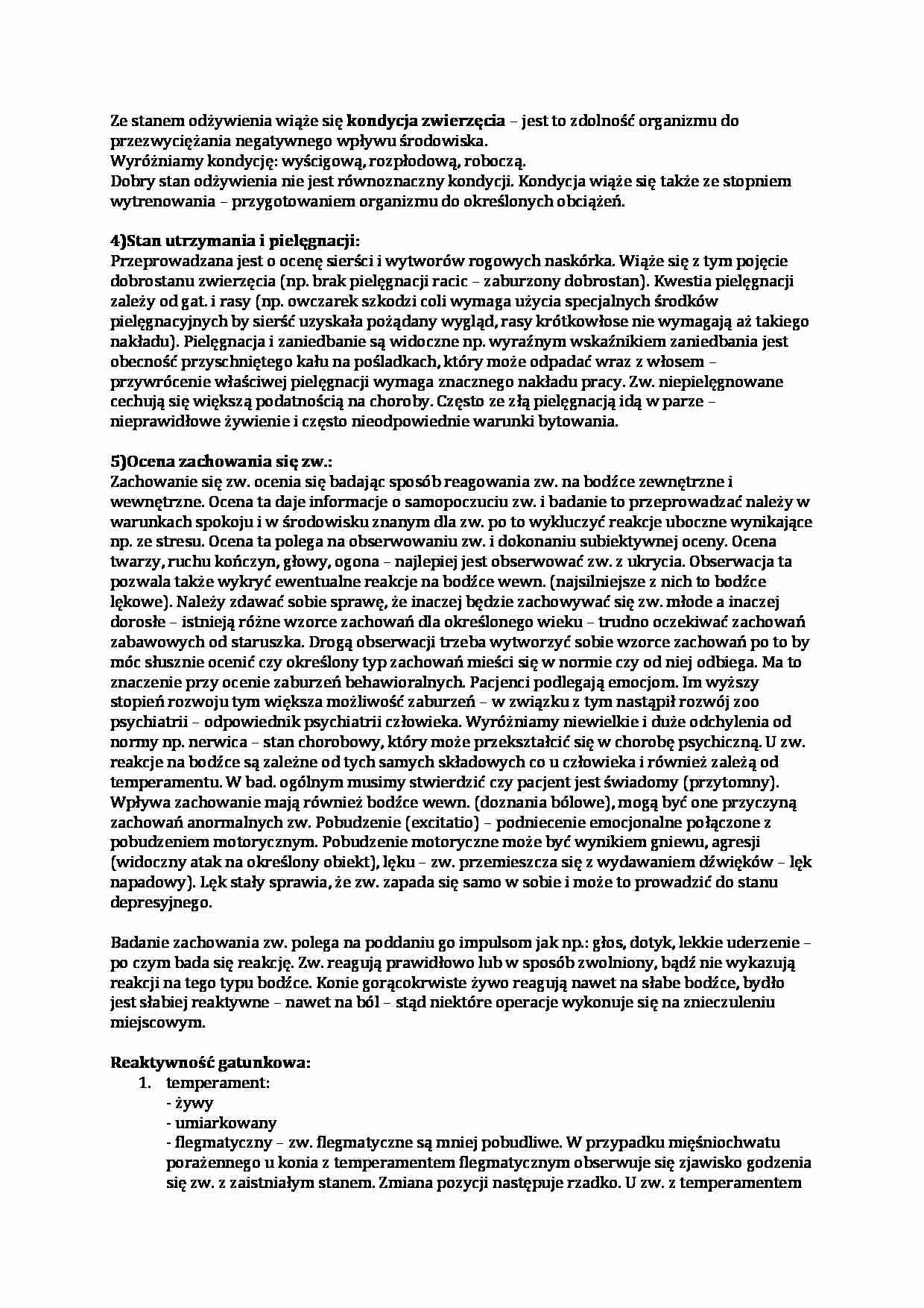 Kondycja zwierzęcia - strona 1