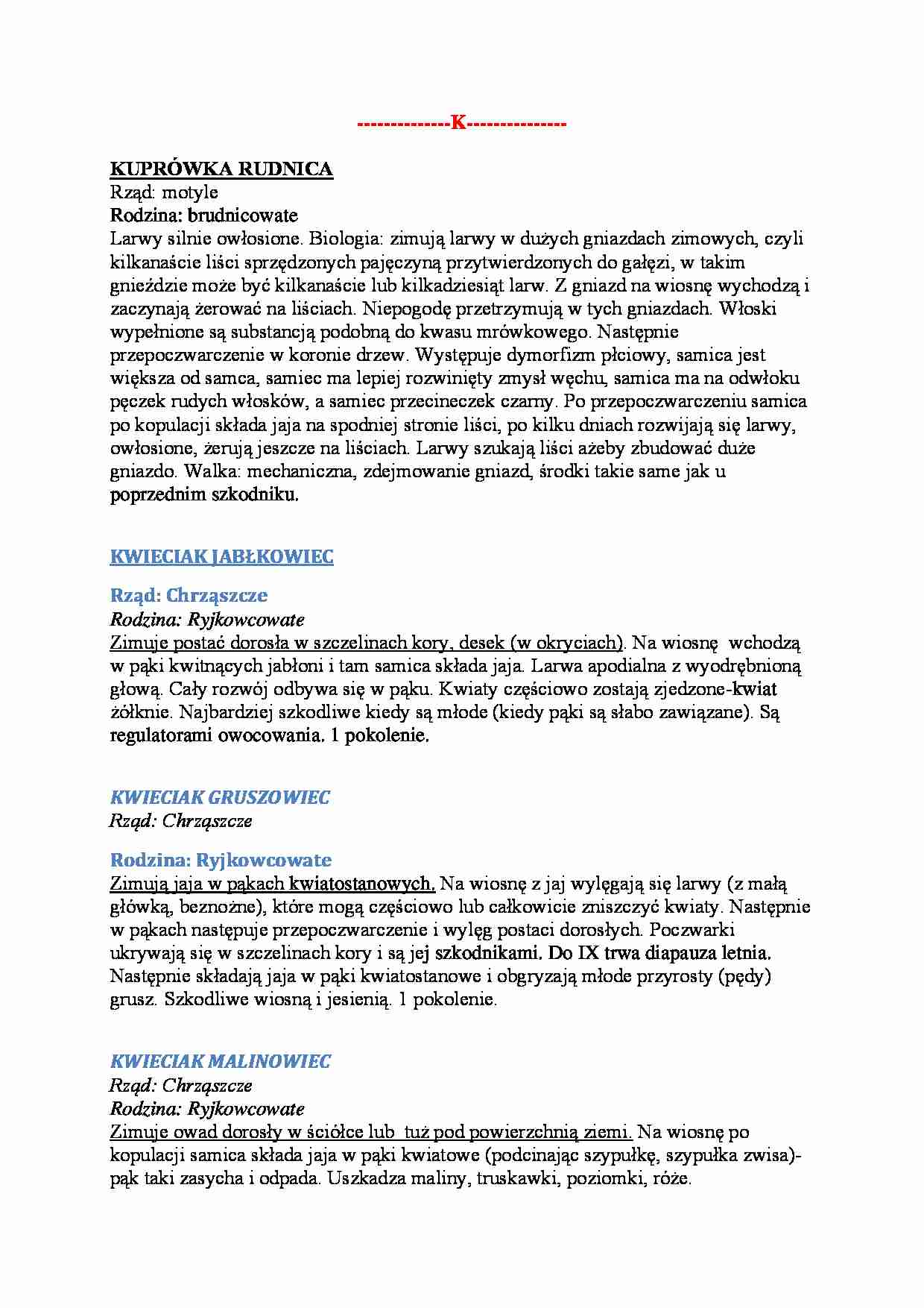 Szkodniki na K - strona 1