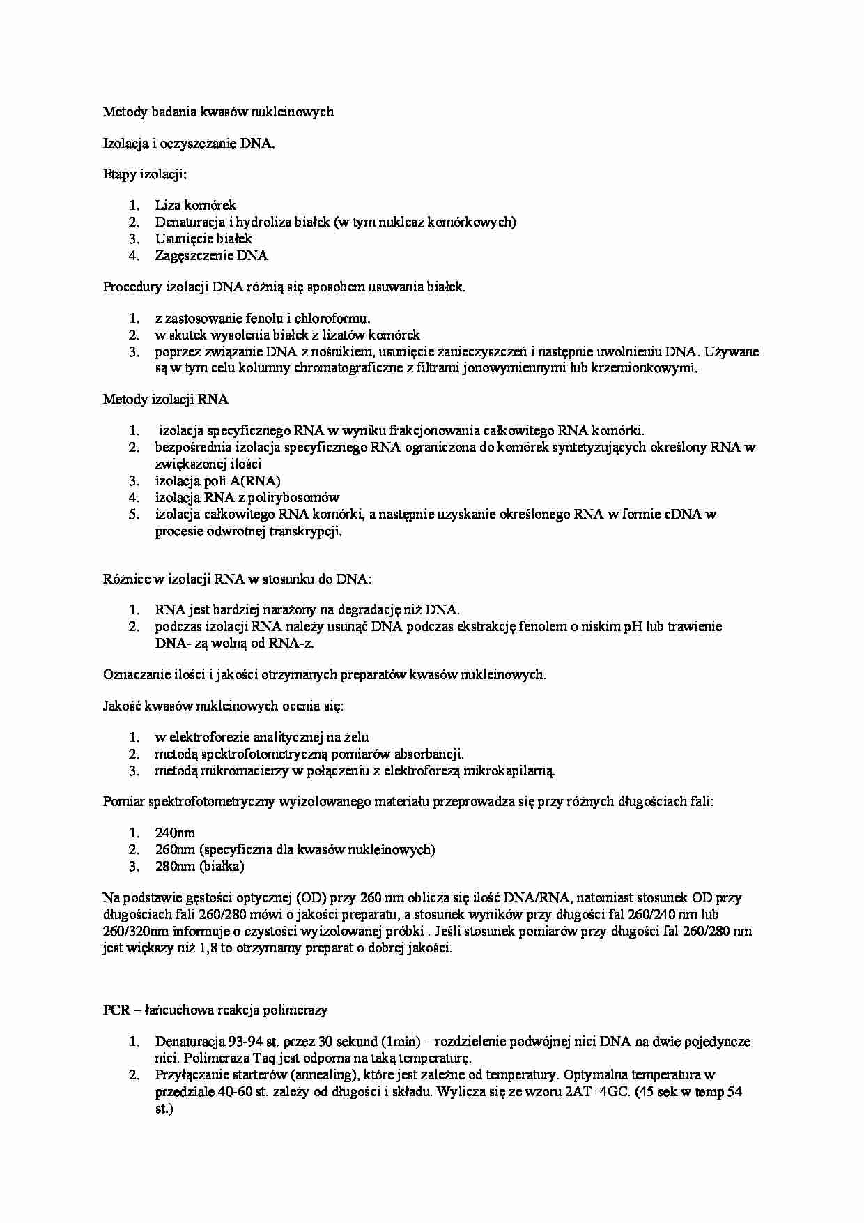 Metody badania kwasów nukleinowych - strona 1
