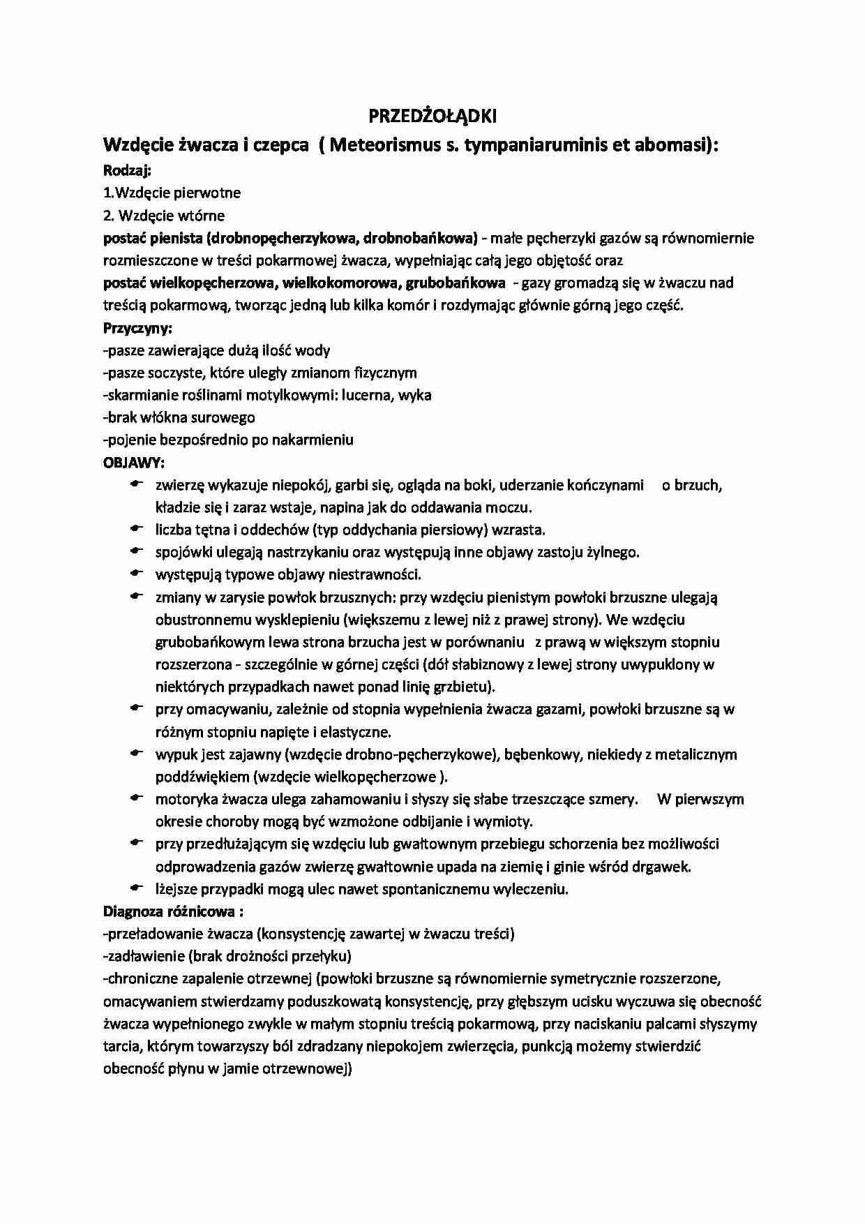 Przedżołądki-wzdęcie żwacza i czepca - strona 1