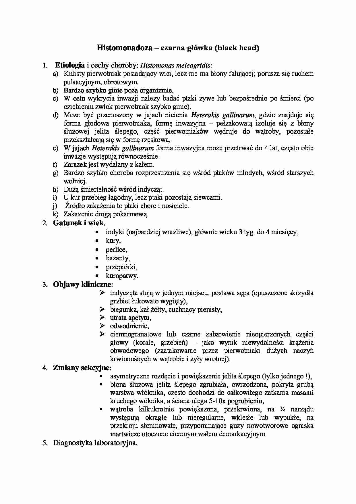 Choroby pierwotniacze - Histomonadoza - strona 1