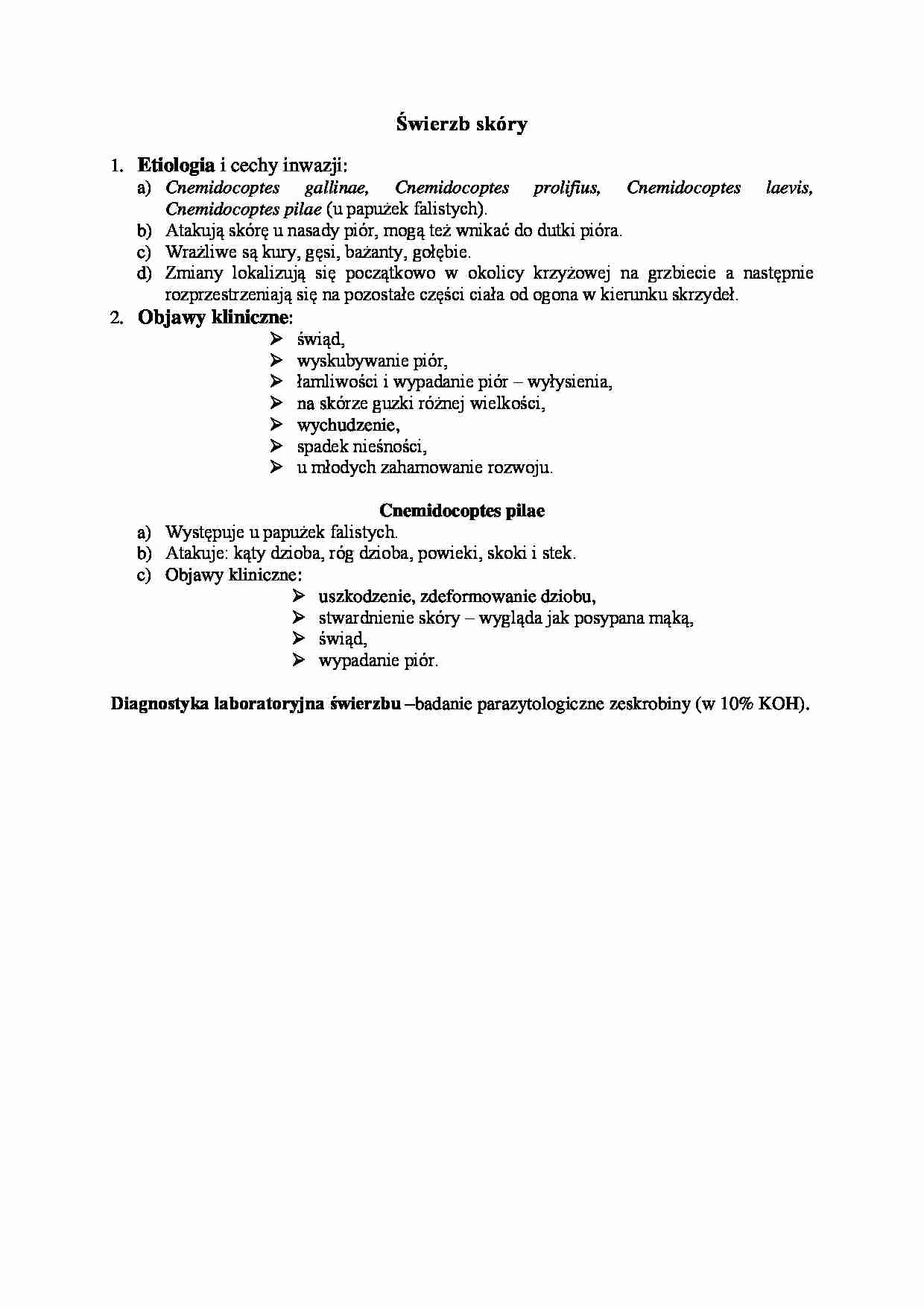 Choroby spowodowane inwazją pajęczaków (świerzbowców)- świerzb skóry - strona 1