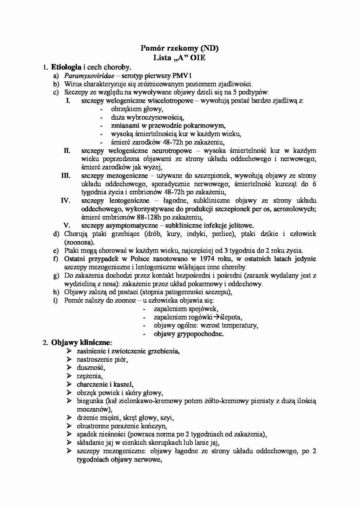 Choroby wirusowe młodych ptaków- Pomór rzekomy (ND) - strona 1