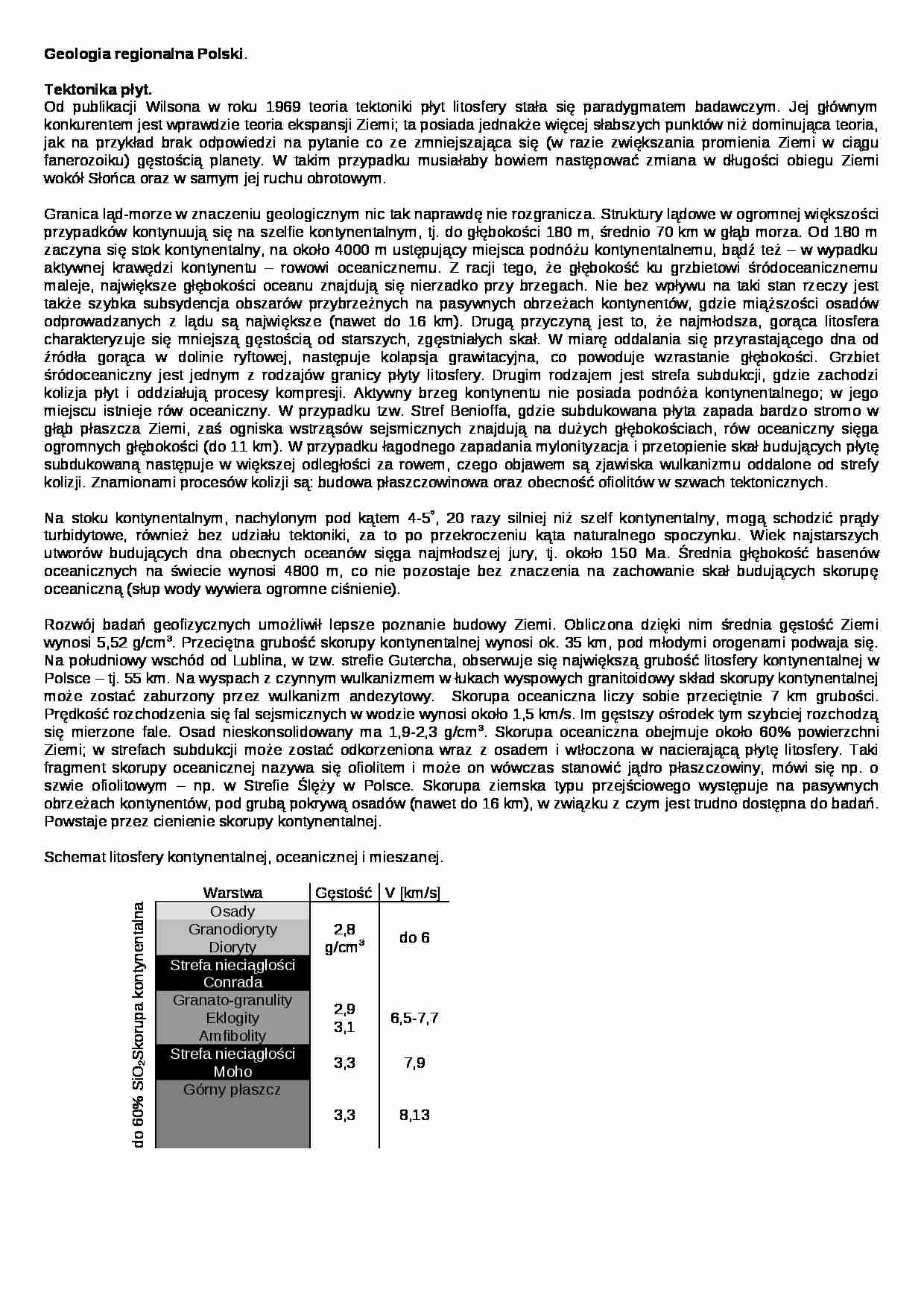 Geologia regionalna Polski-tektonika płyt - strona 1