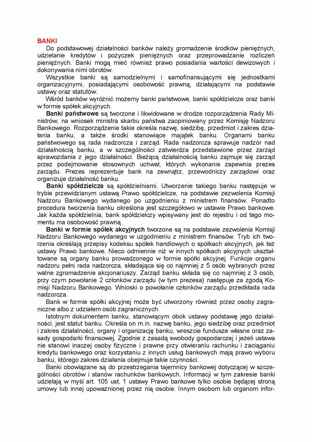 Prawo handlowe - banki - strona 1