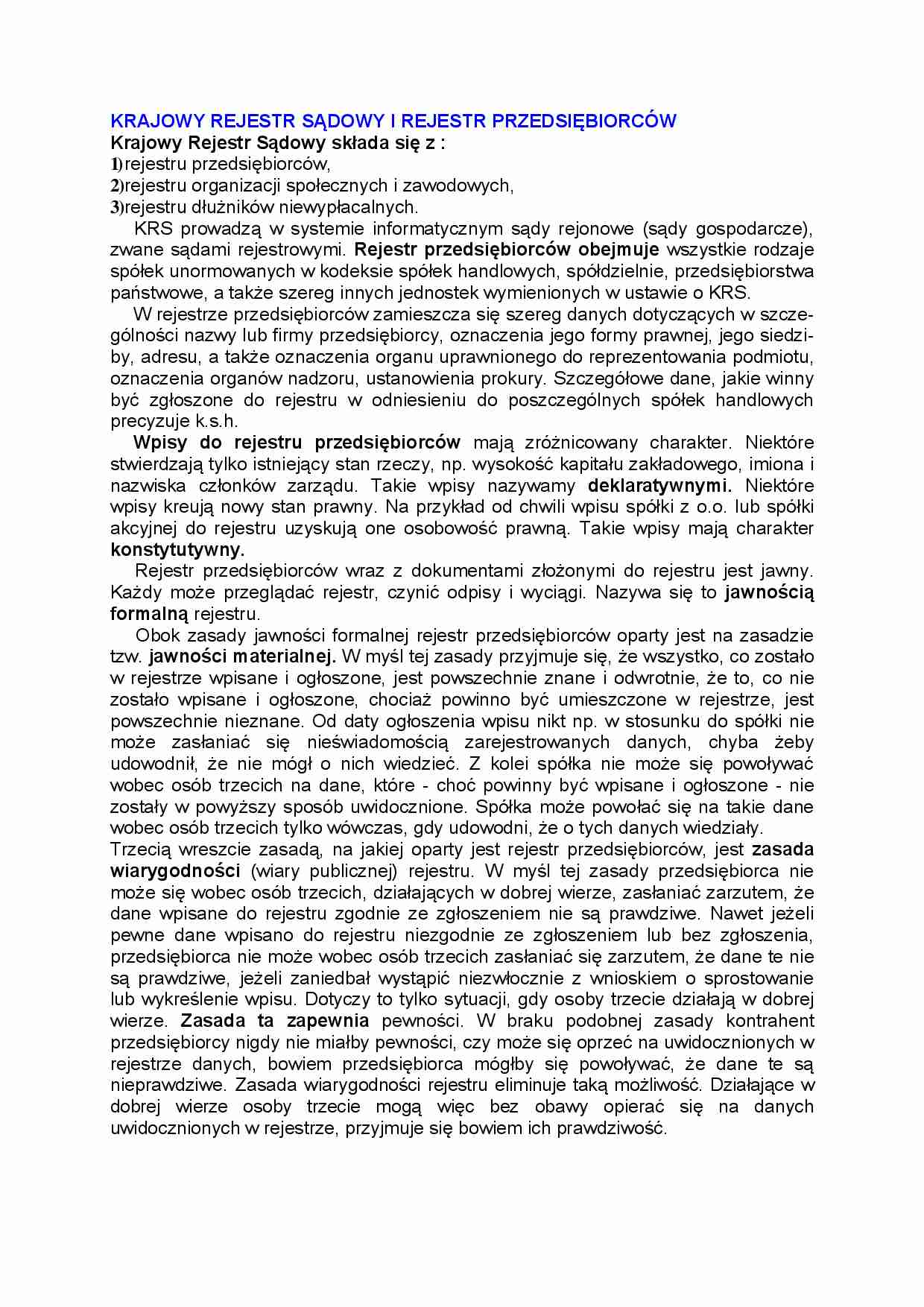 Krajowy rejestr sądowy - Zasada wiarygodności - strona 1