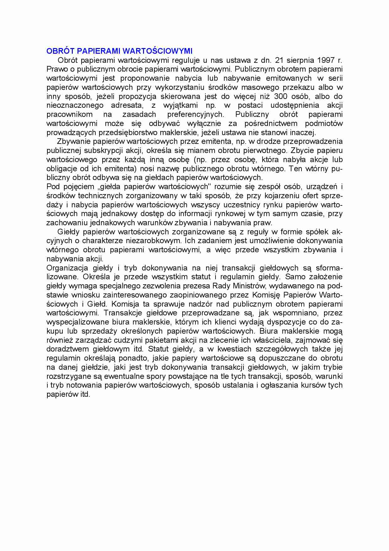 Obrót papierami wartościowymi - strona 1