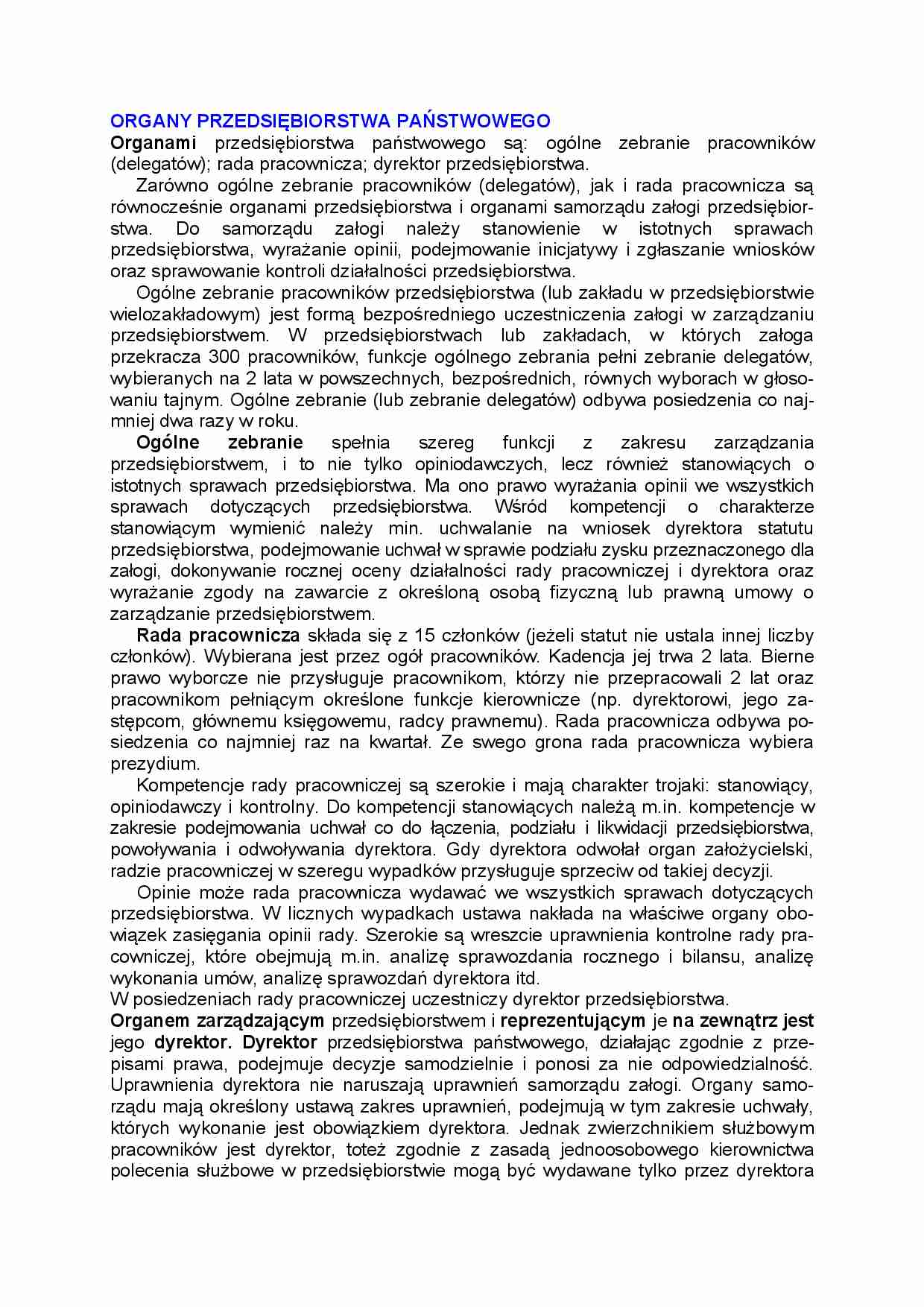 Organy przedsiębiorstwa państwowego - Rada pracownicza  - strona 1