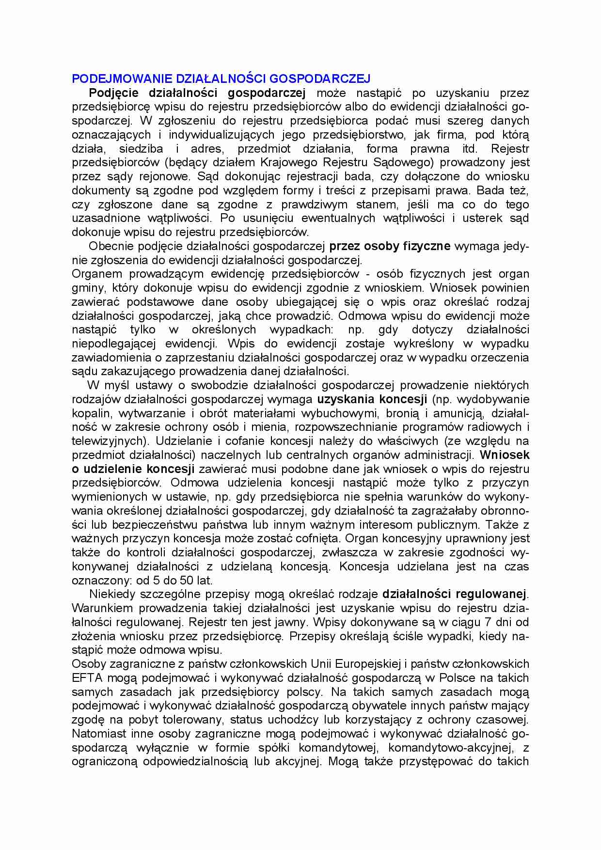 Podejmowanie działalności gospodarczej - strona 1
