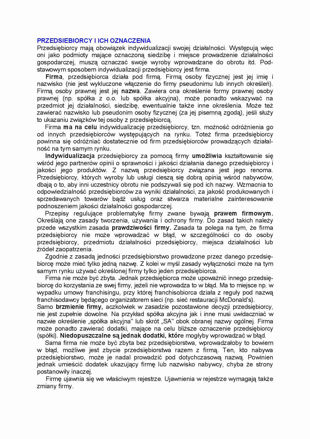 Przedsiębiorcy i ich oznaczenia - strona 1