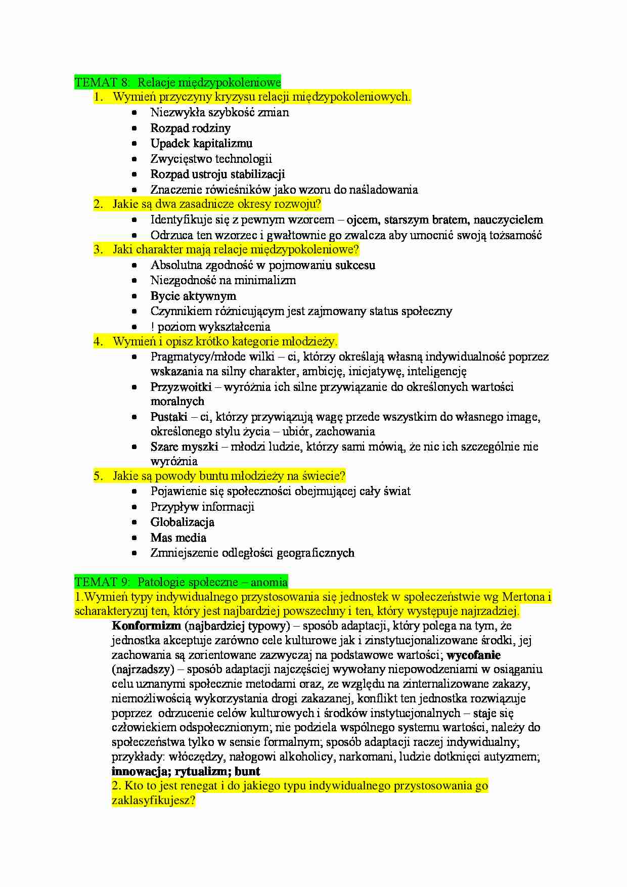 Socjologia wychowania - 8 i 9 - strona 1