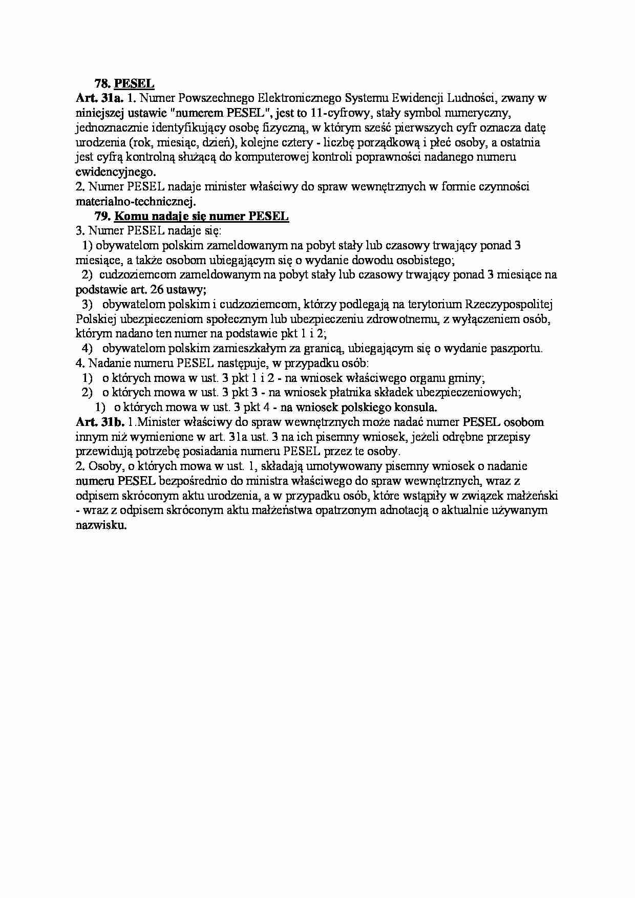 PESEL - definicja, nadania - strona 1