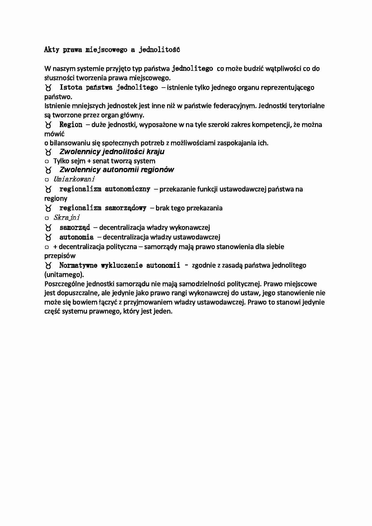 Akty prawa miejscowego a jednolitość - strona 1