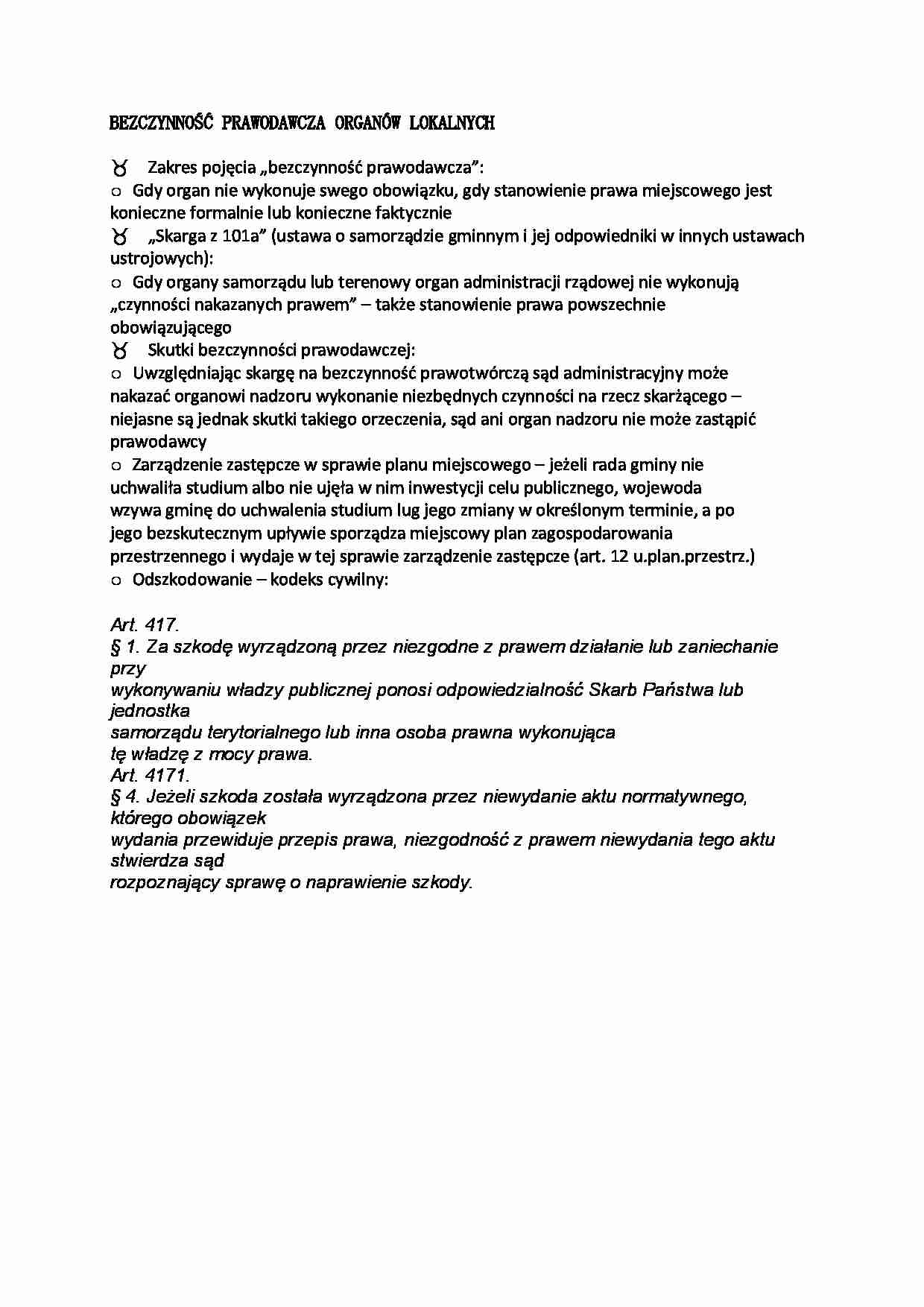 Bezczynność prawodawcza organów lokalnych - strona 1