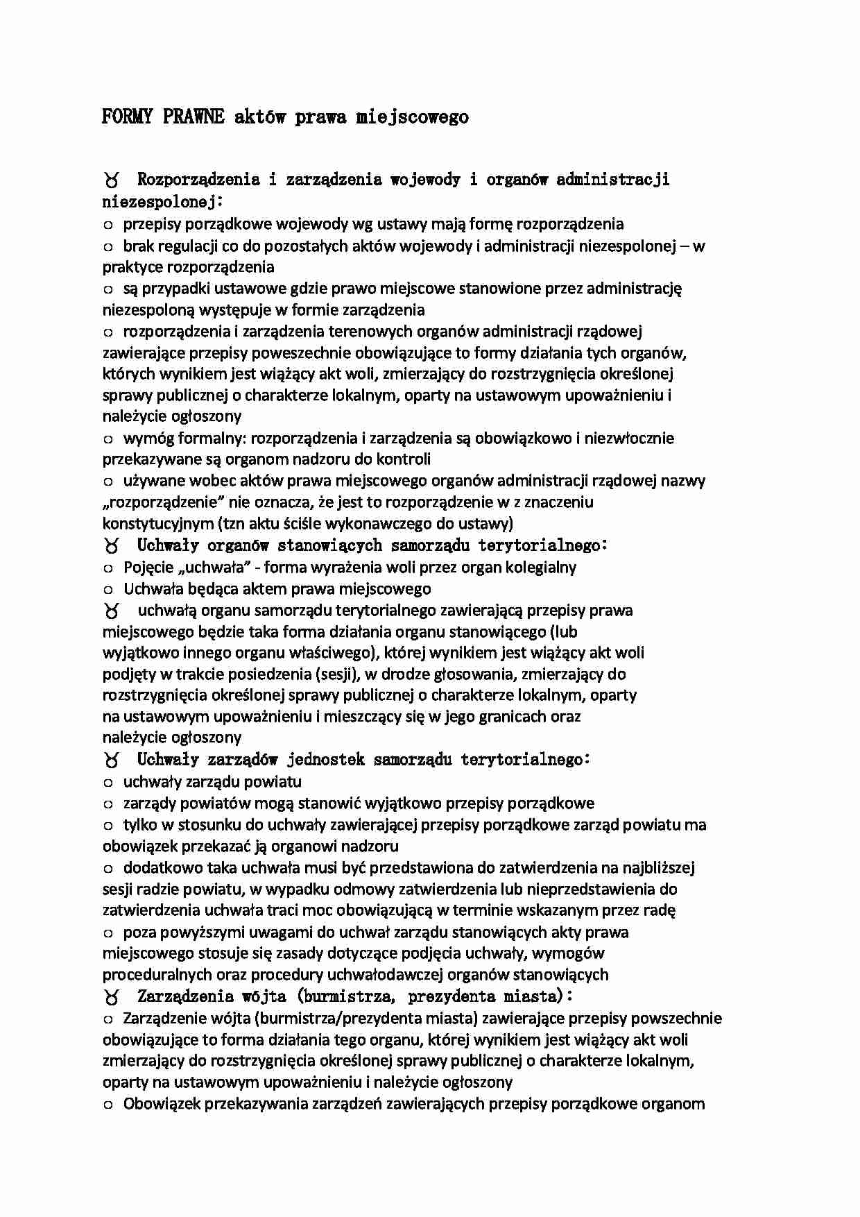 Formy prawne aktów prawa miejscowego - strona 1