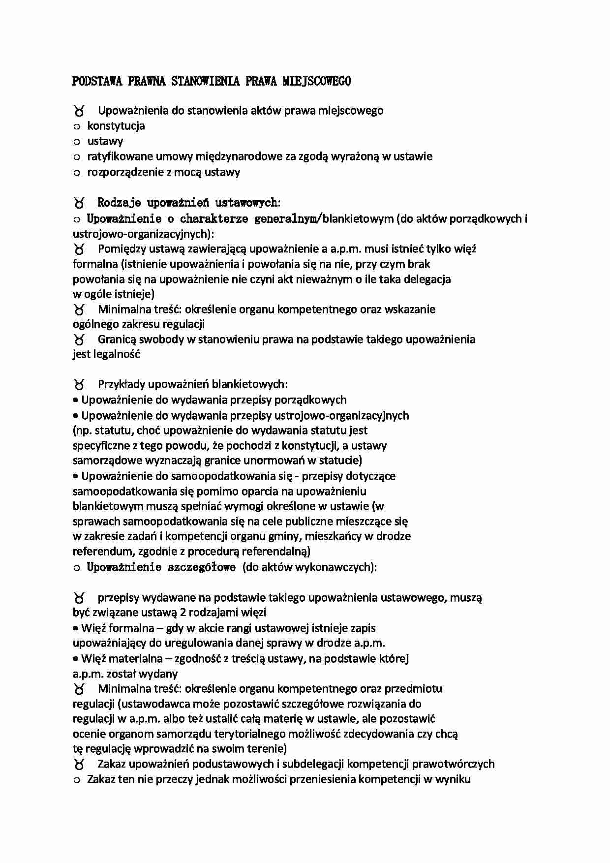 Podstawa prawna stanowienia prawa miejscowego - strona 1