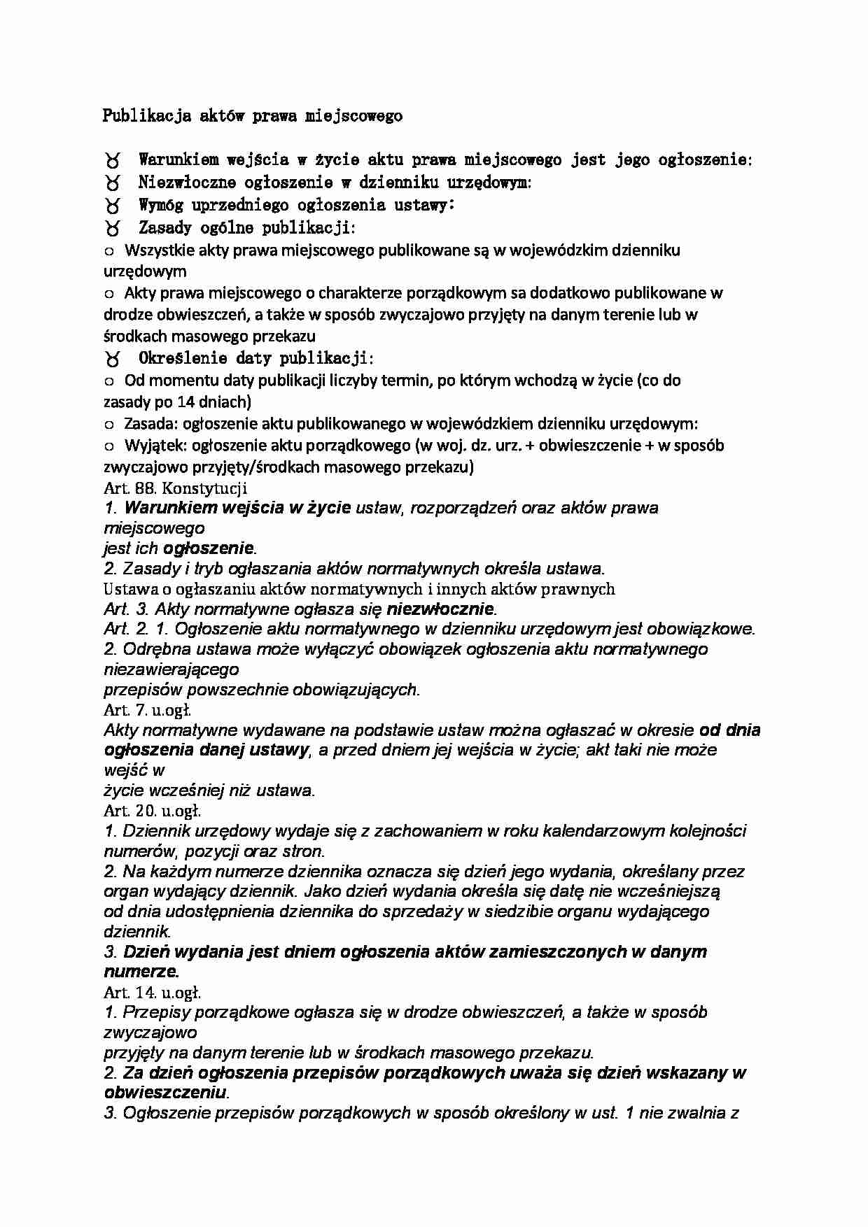 Publikacja aktów prawa miejscowego - strona 1