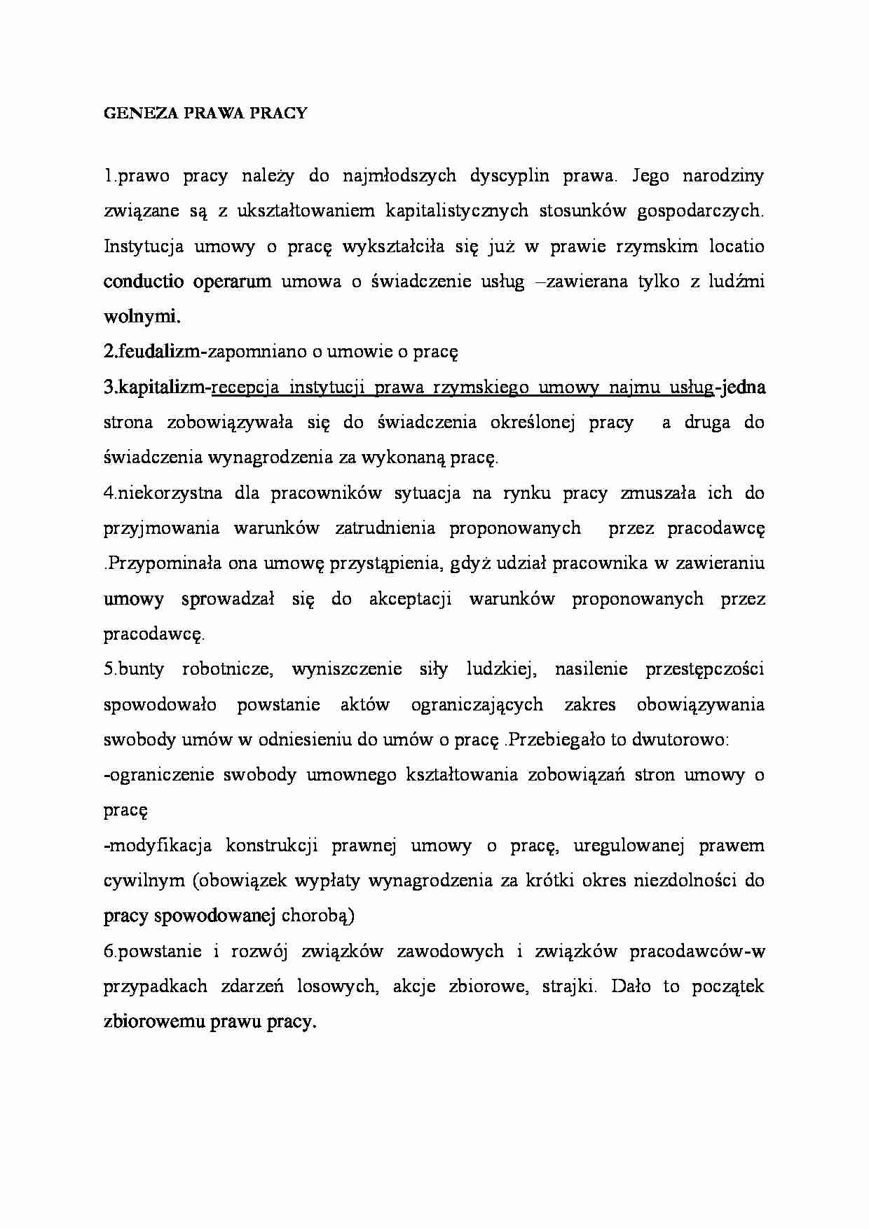 Geneza prawa pracy - strona 1
