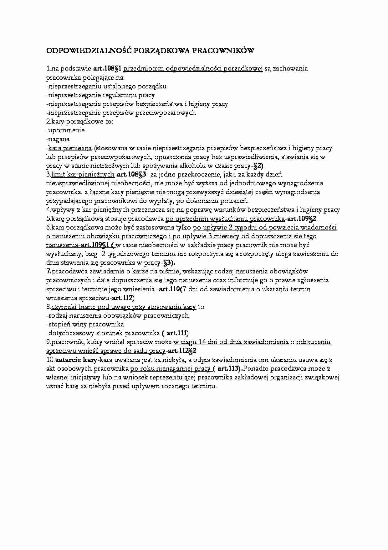 Odpowiedzialność porządkowa pracowników  - strona 1