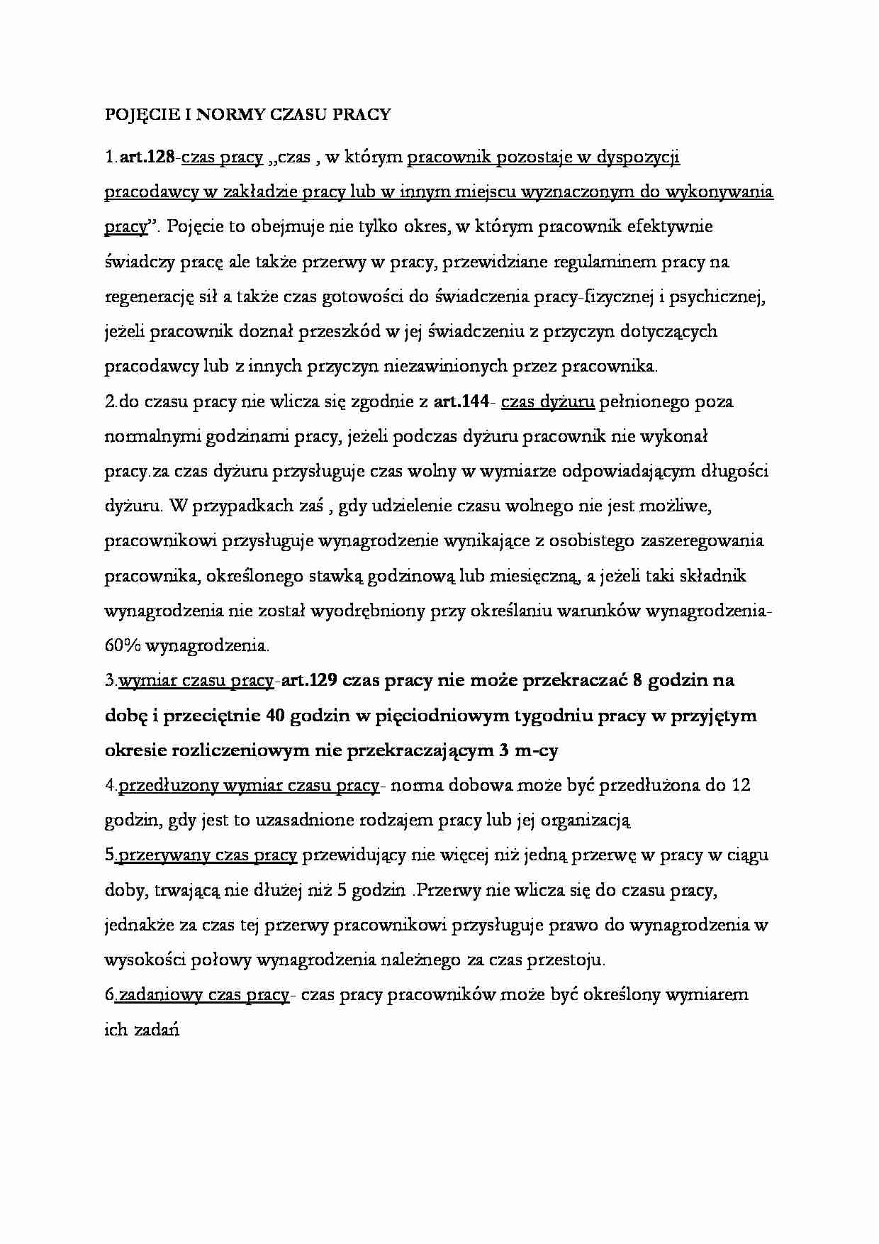 Pojęcie i normy czasu pracy  - strona 1