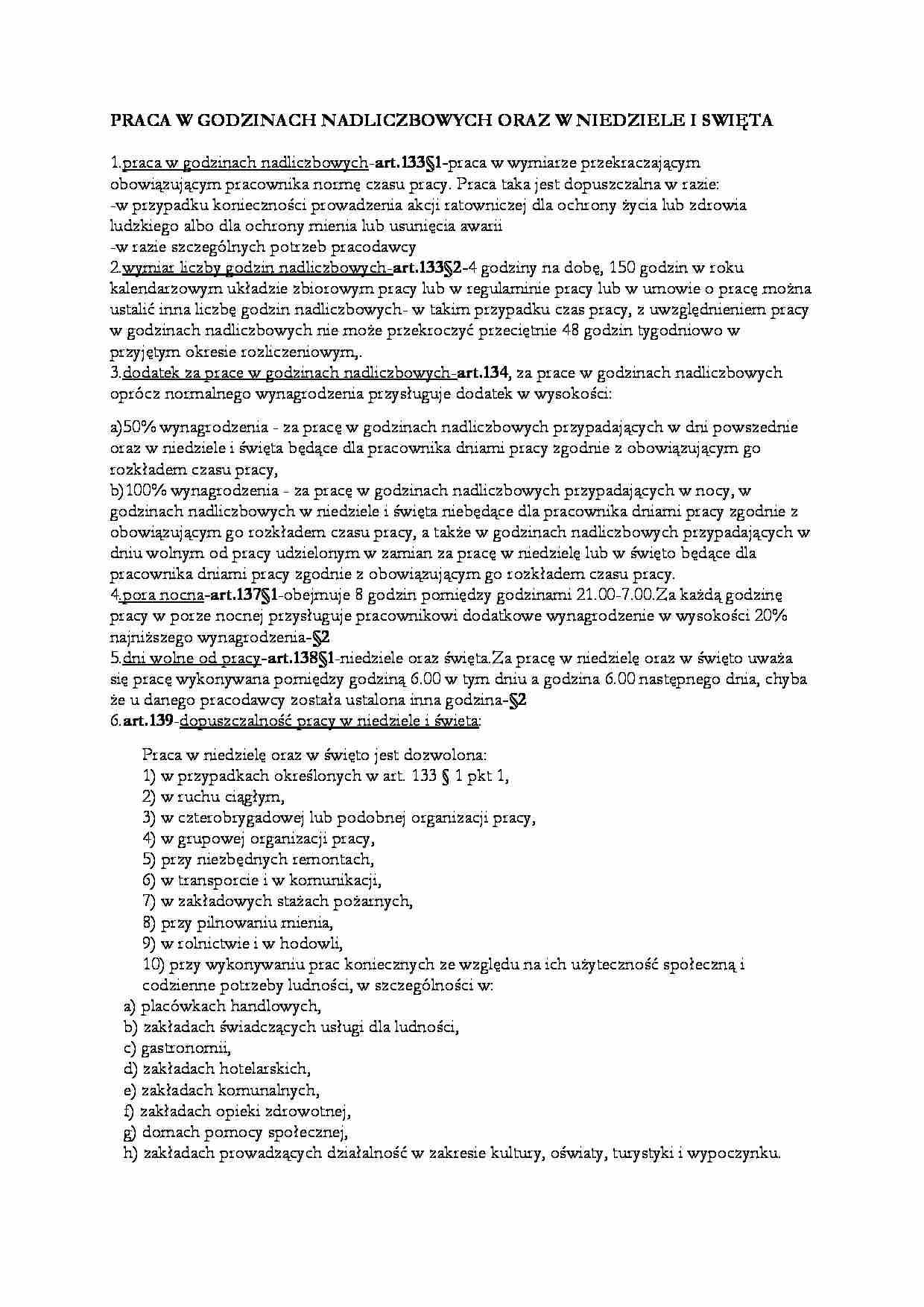 Praca w godzinach nadliczbowych  - strona 1
