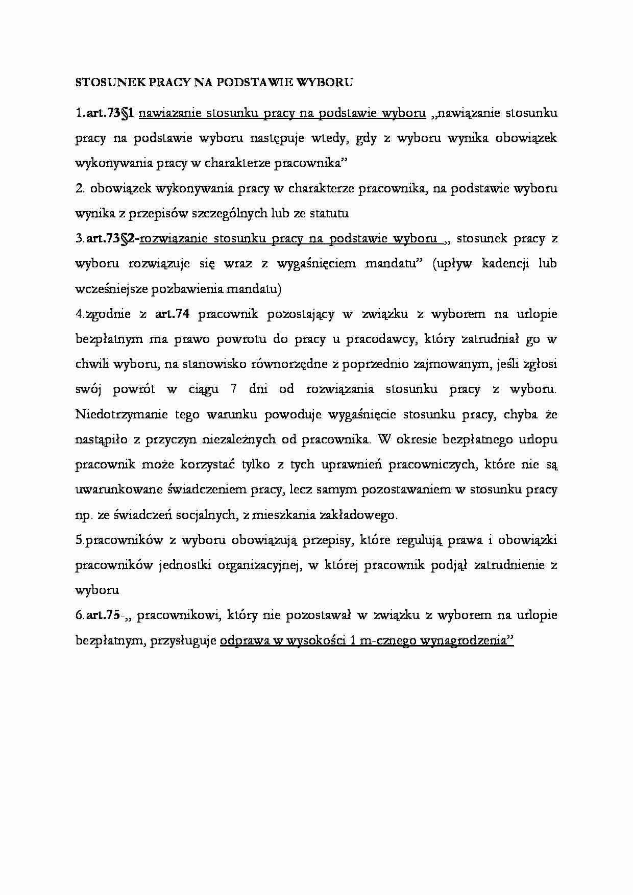 Stosunek pracy na podstawie wyboru  - strona 1