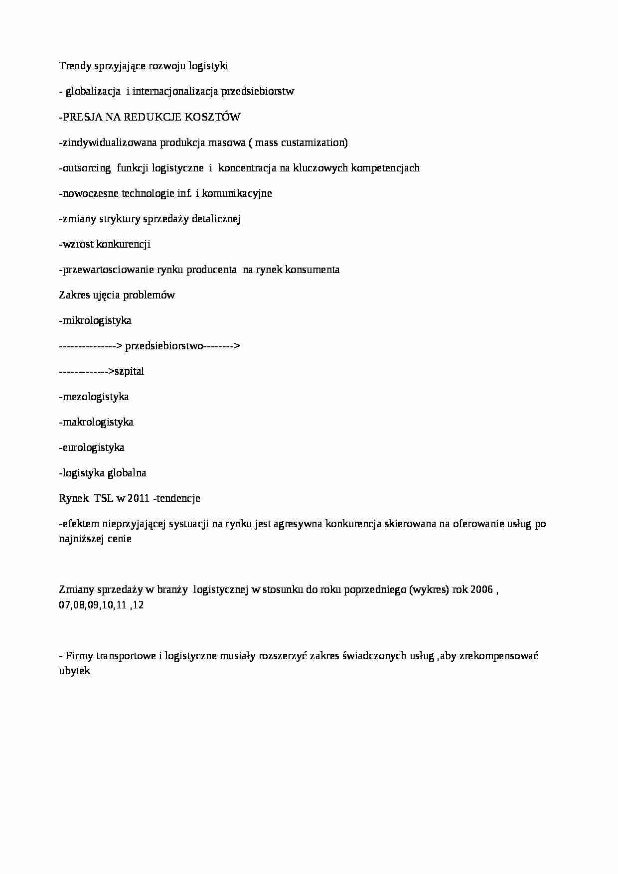 Trendy sprzyjające rozwoju logistyki - strona 1