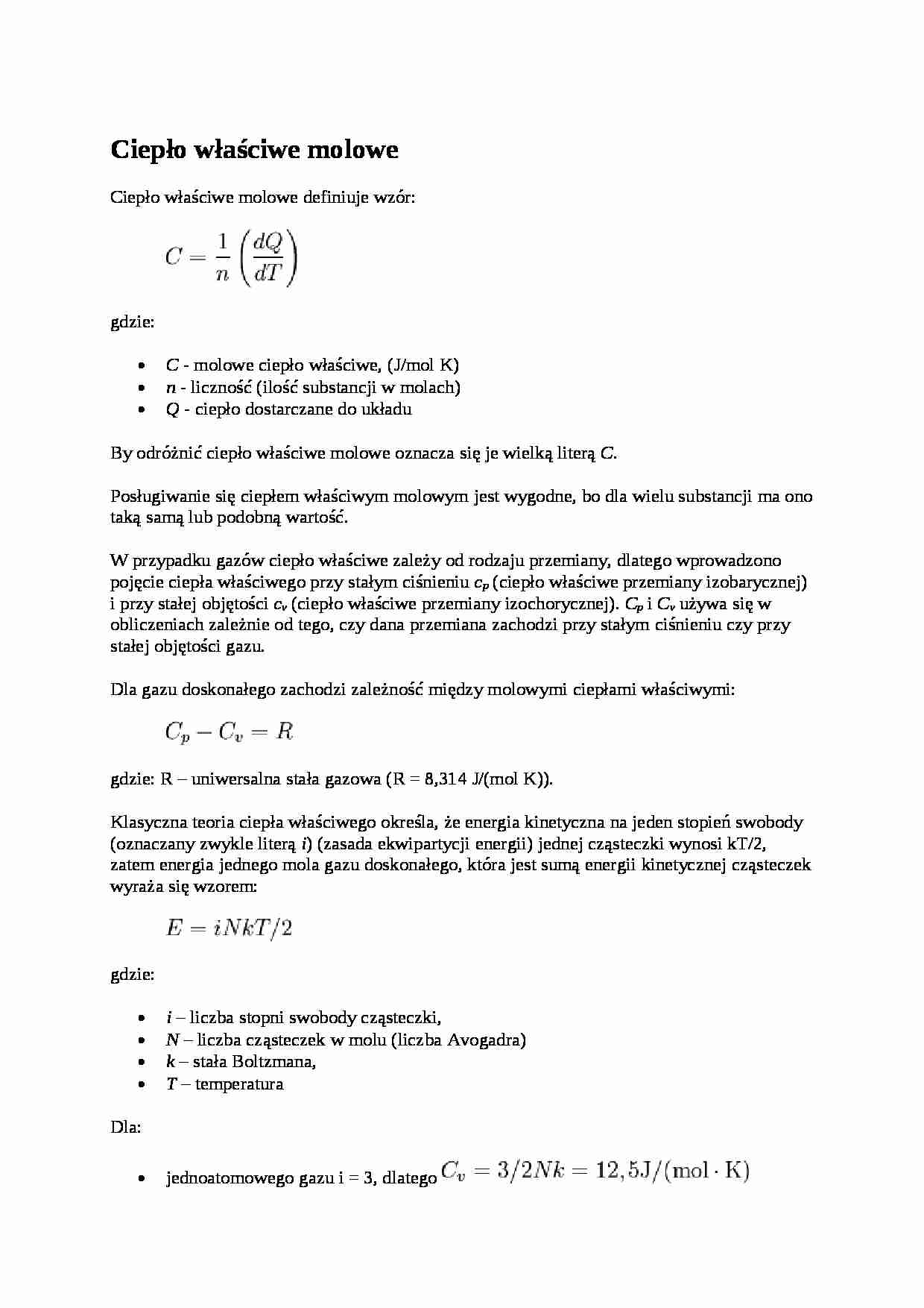 Ciepło właściwe molowe - strona 1
