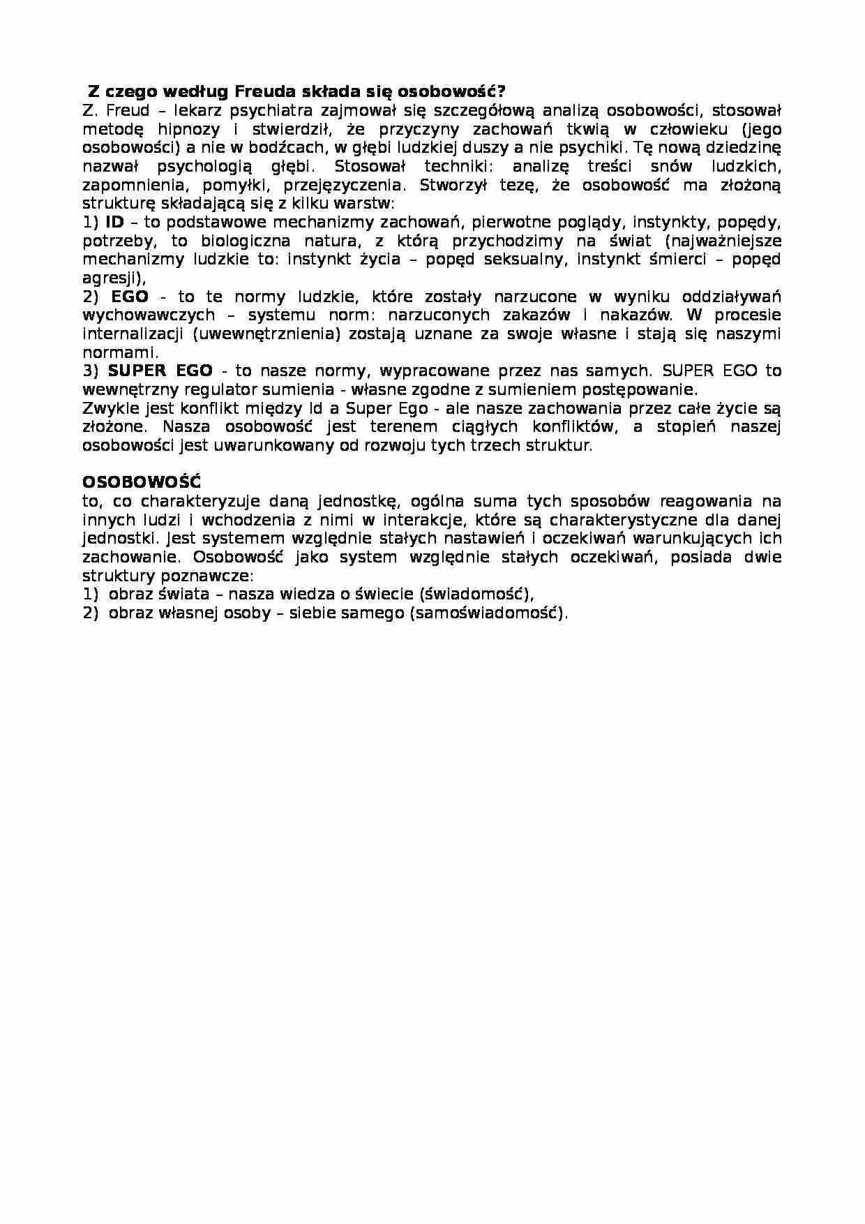 Freud-z czego składa się osobowość - strona 1