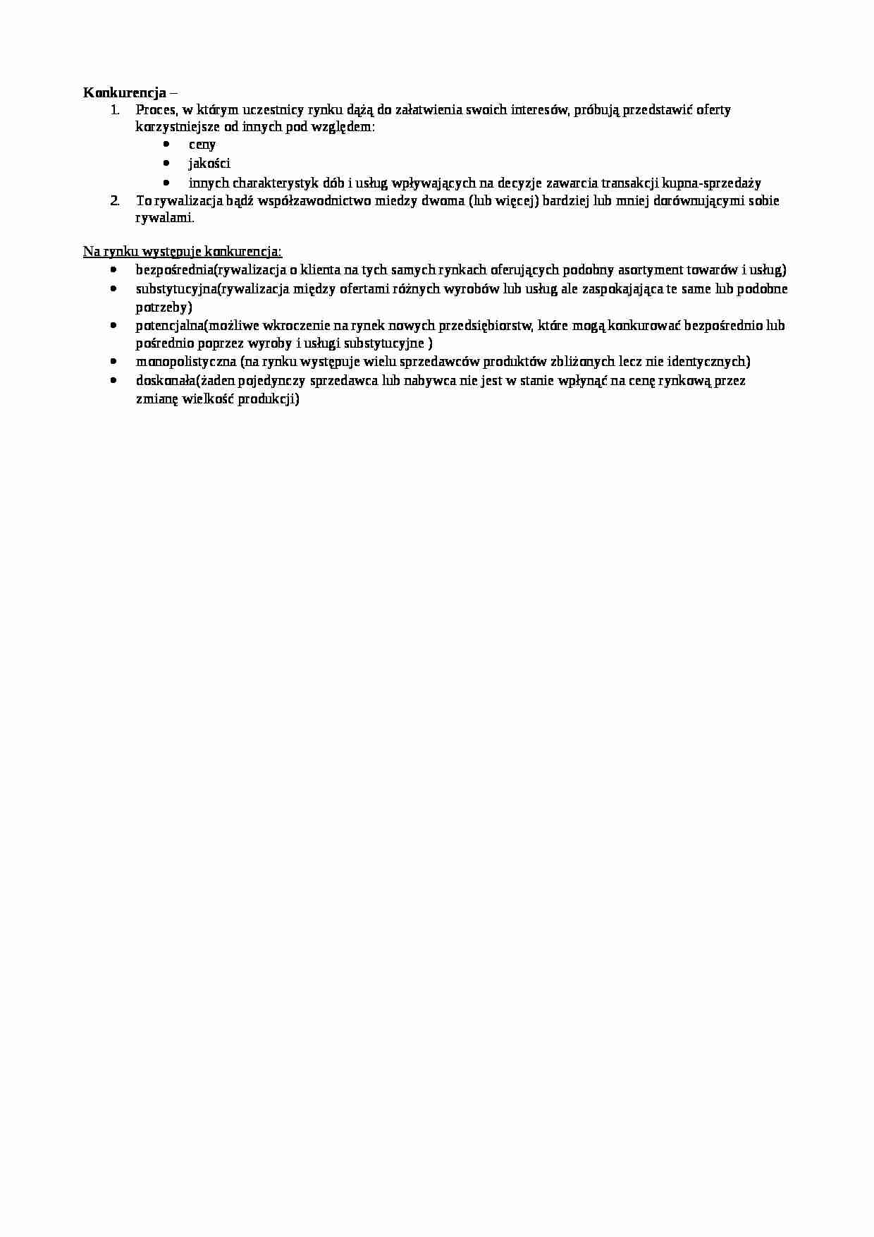 Konkurencja - rodzaje - strona 1