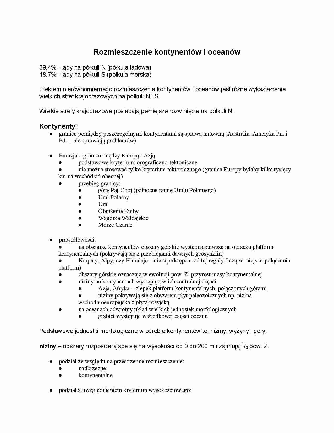 Rozmieszczenie kontynentów i oceanów - strona 1