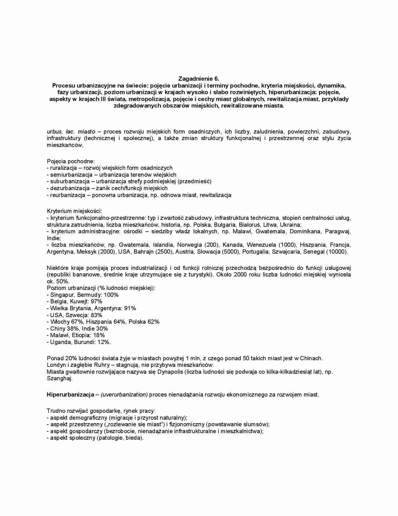 Procesu urbanizacyjne na świecie - strona 1