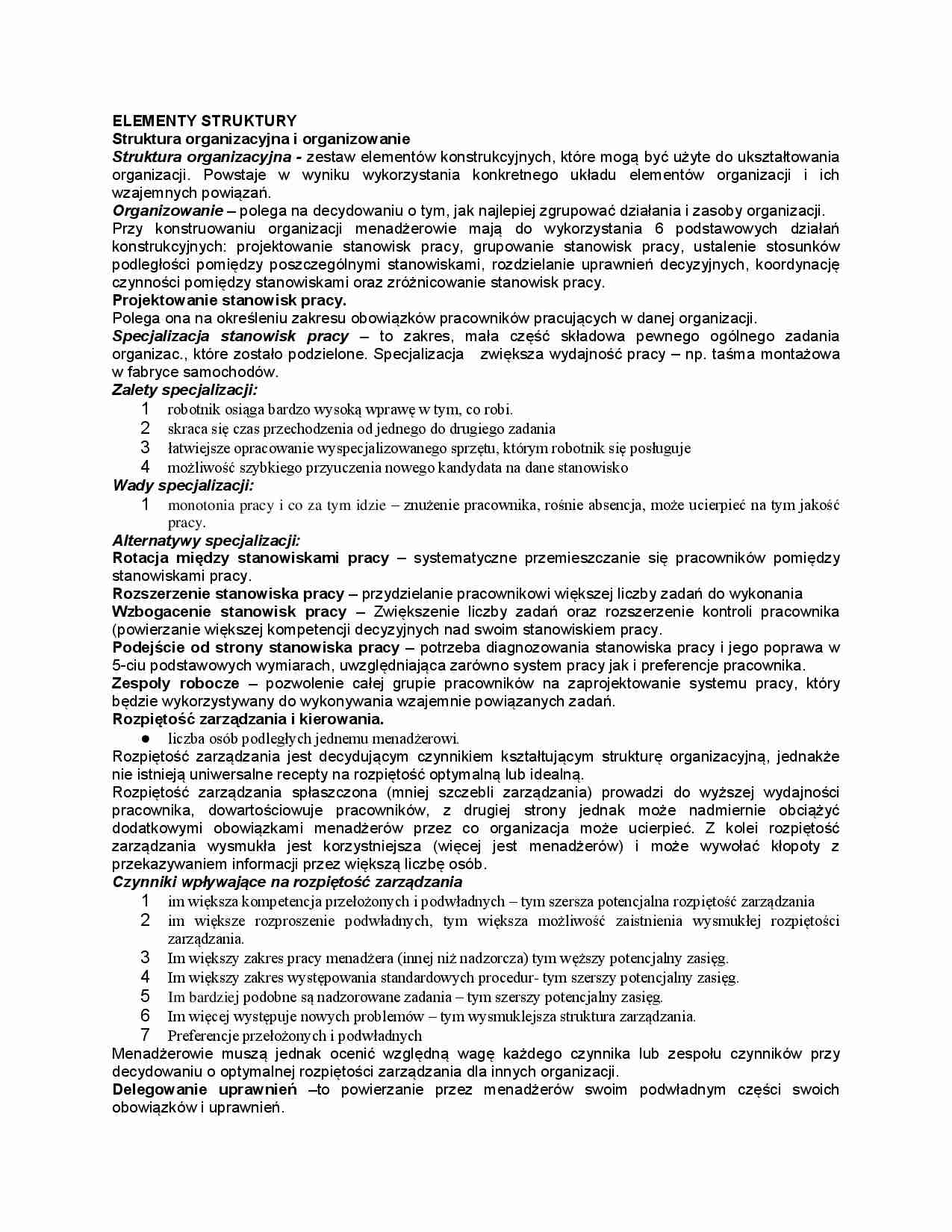 Struktura organizacyjna i organizowanie - strona 1