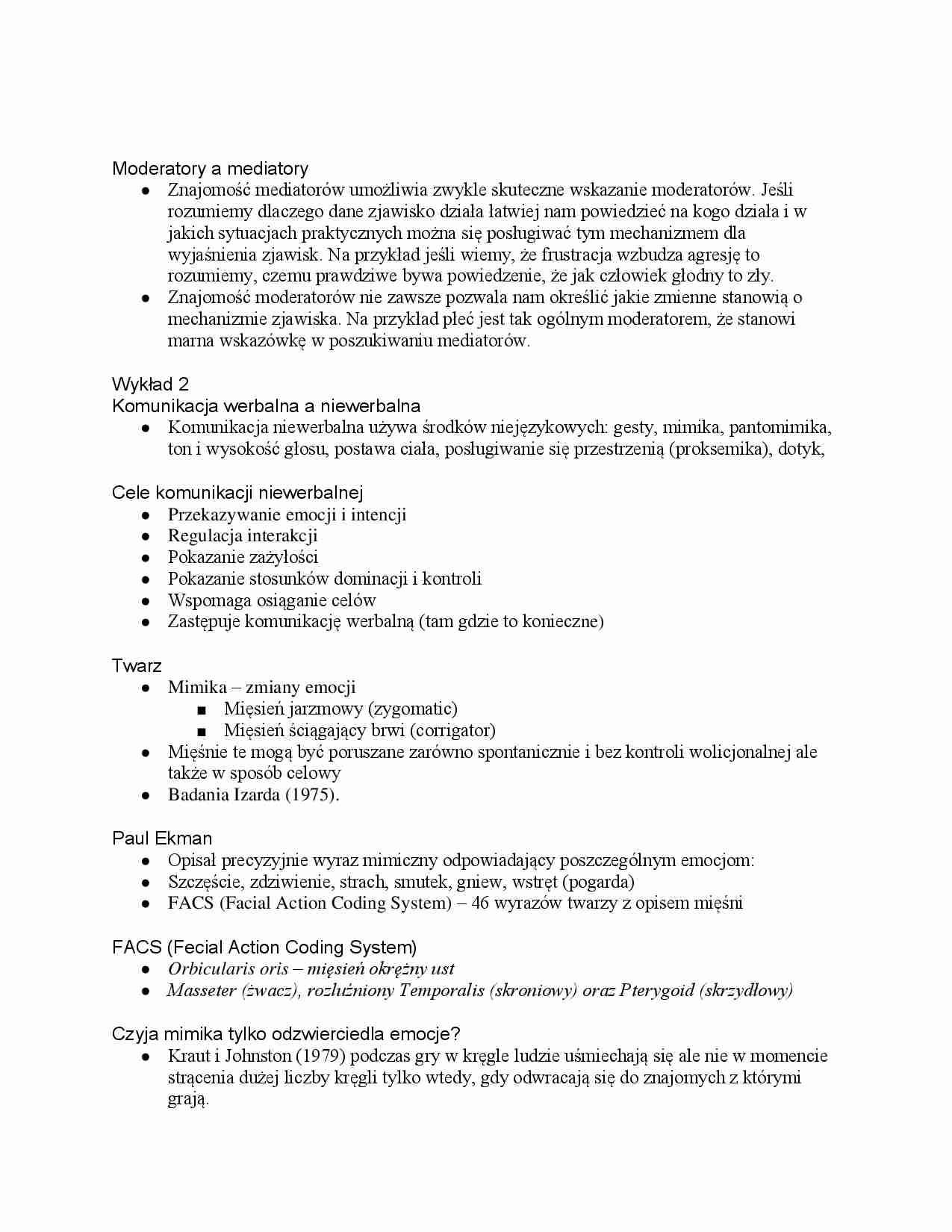 Moderatory a mediatory, komunikacja werbalna a niewerbalna - strona 1