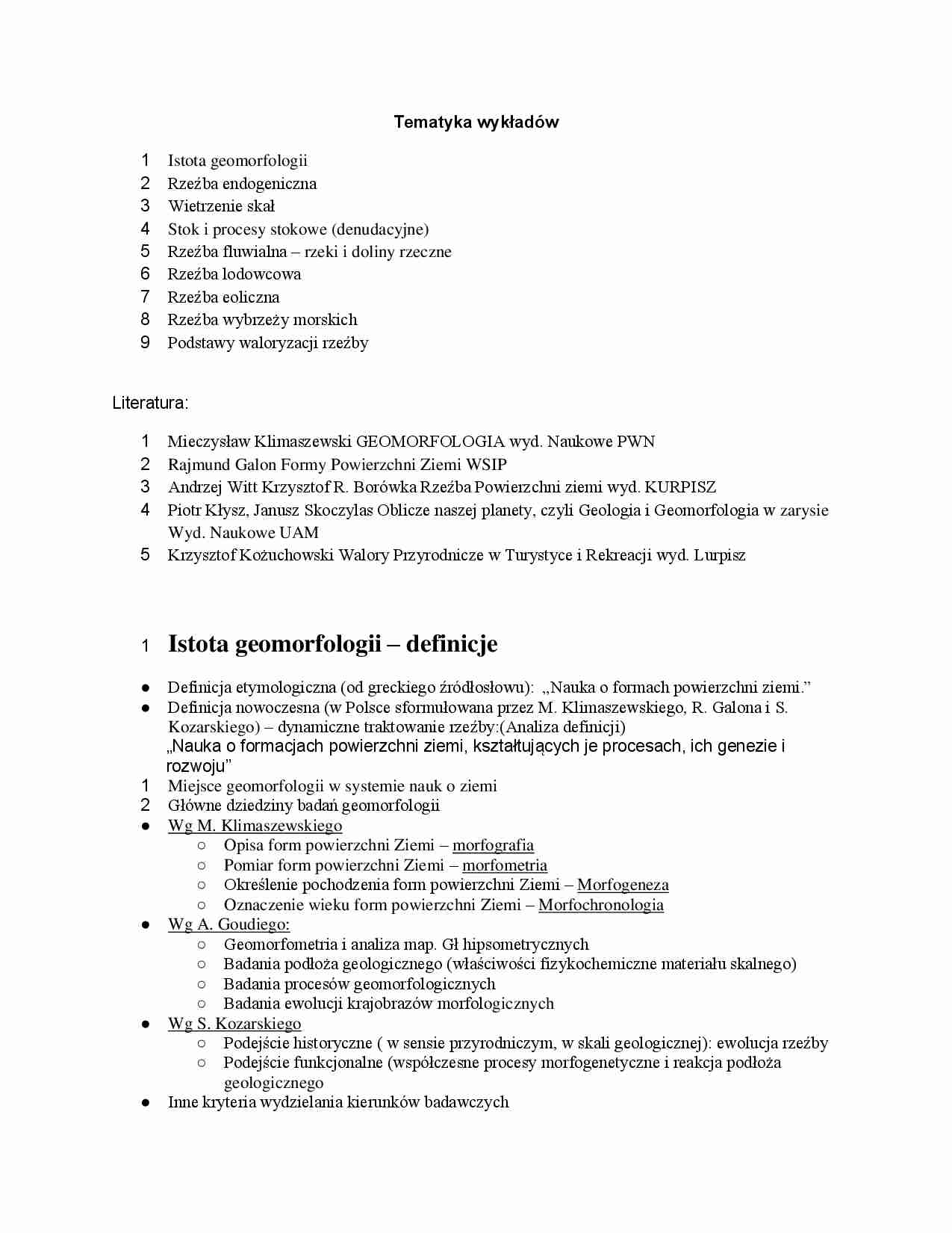 Tematyka wykładów - strona 1