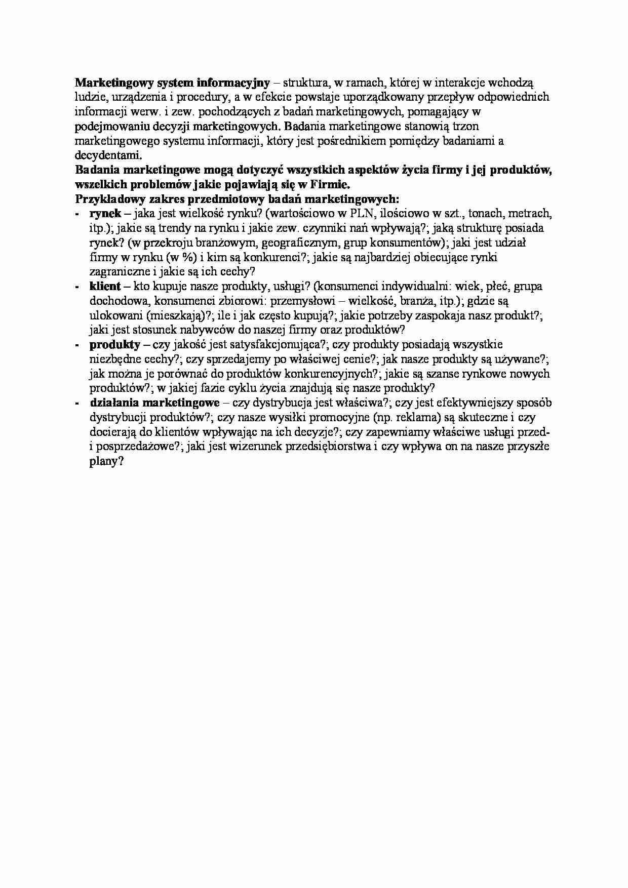 Marketingowy system informacyjny - strona 1