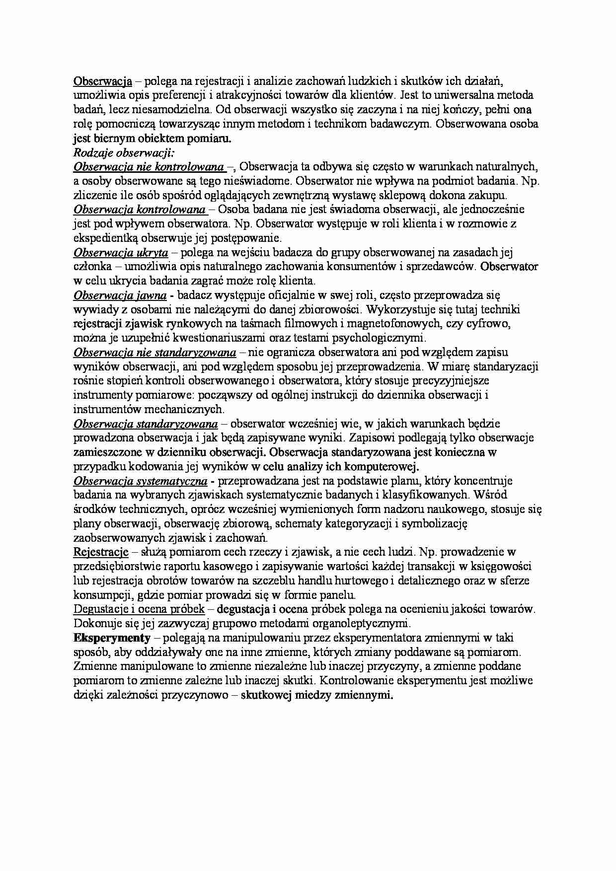 Obserwacja i rodzaje obserwacji - strona 1