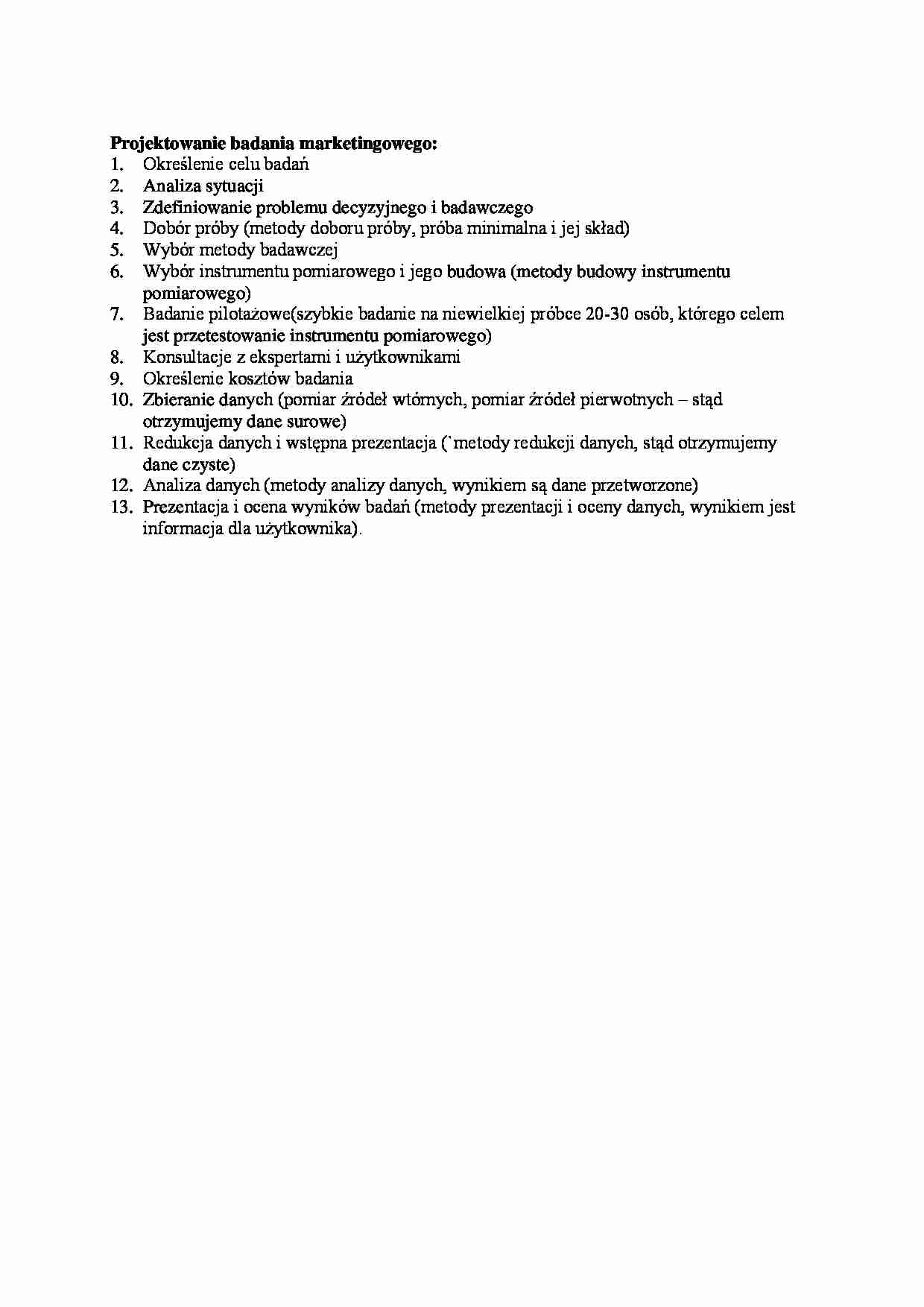 Projektowanie badania marketingowego - strona 1