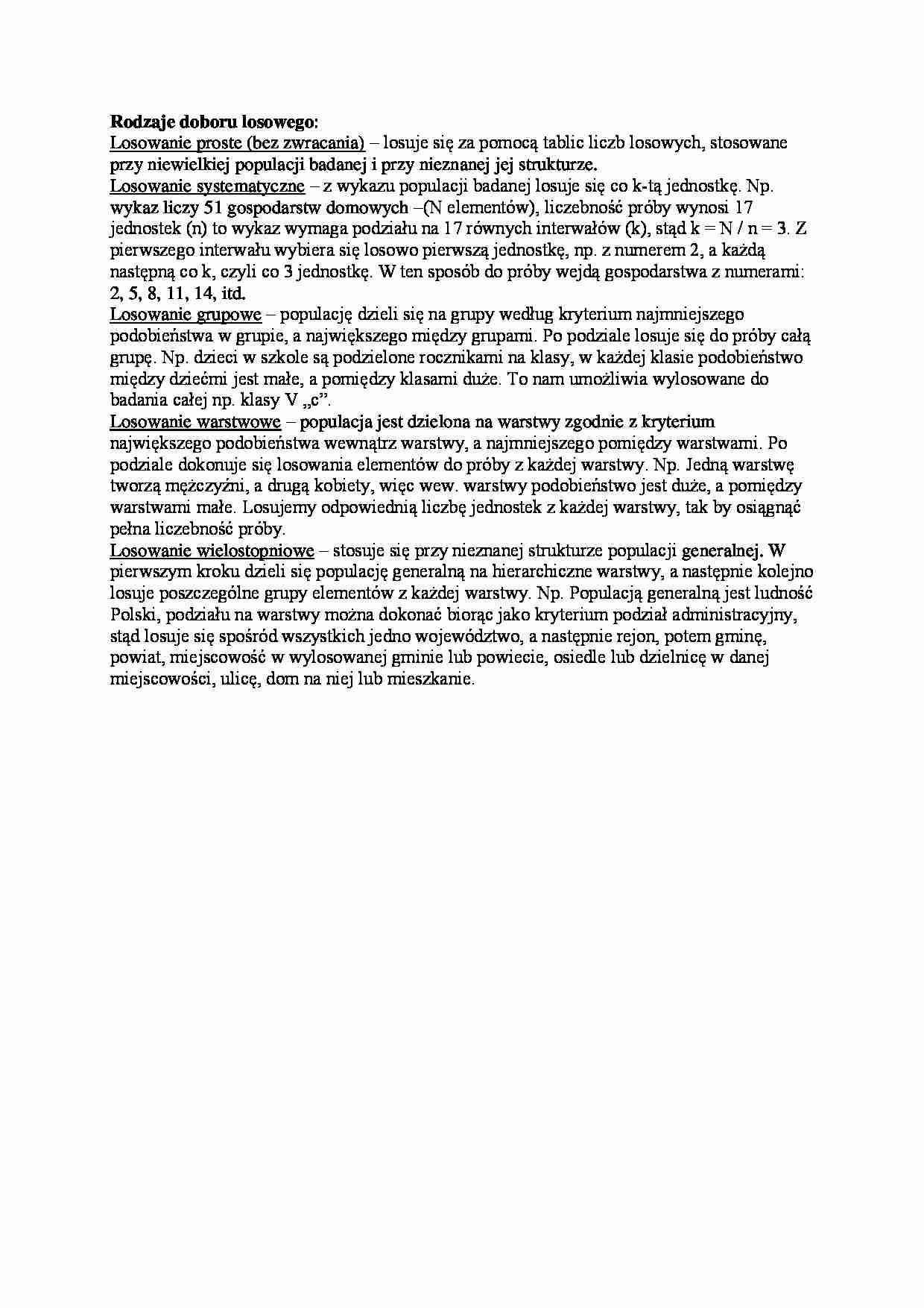 Rodzaje doboru losowego - strona 1